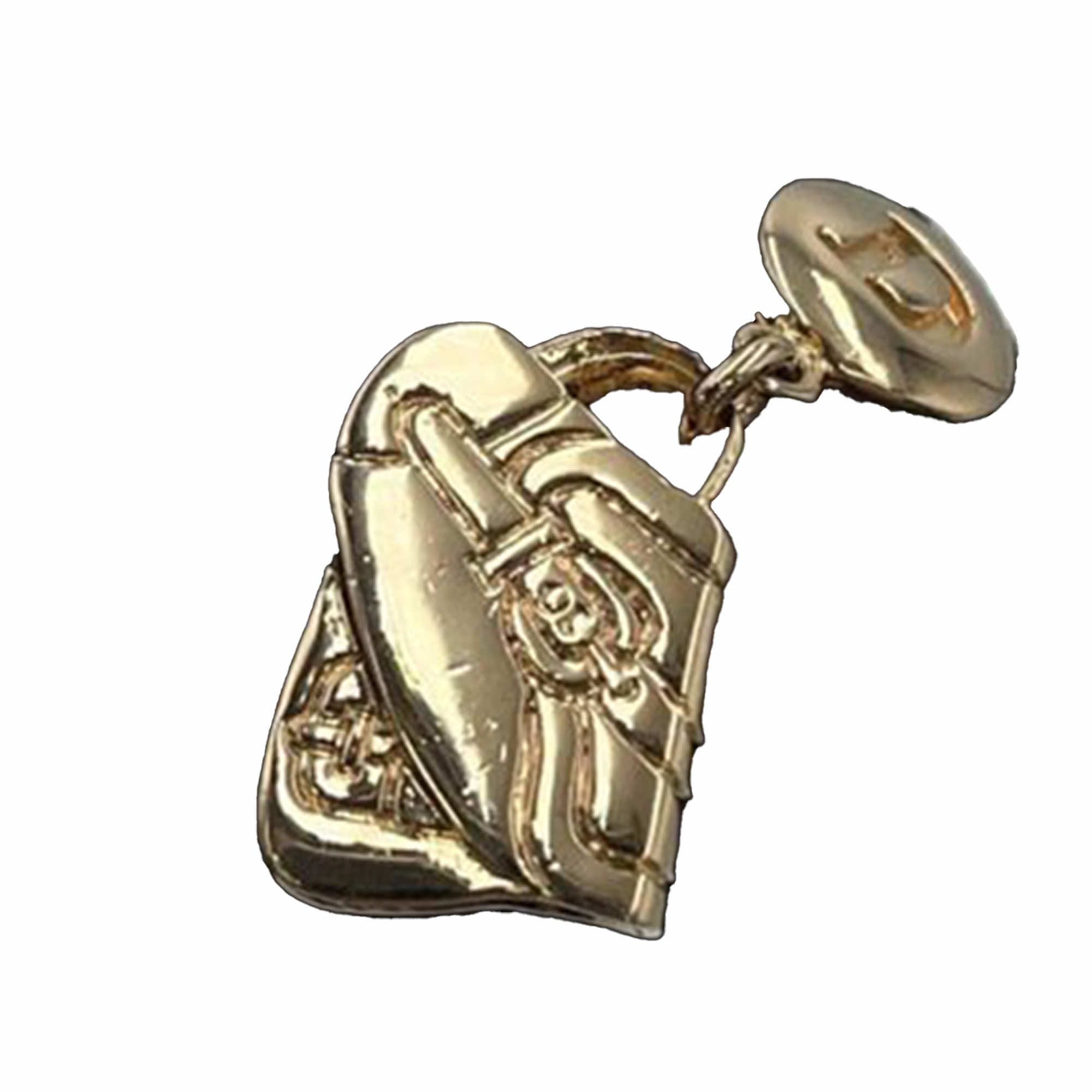 Dior Gold Plated Saddlebag Drop Bullet Back Earrings - 4