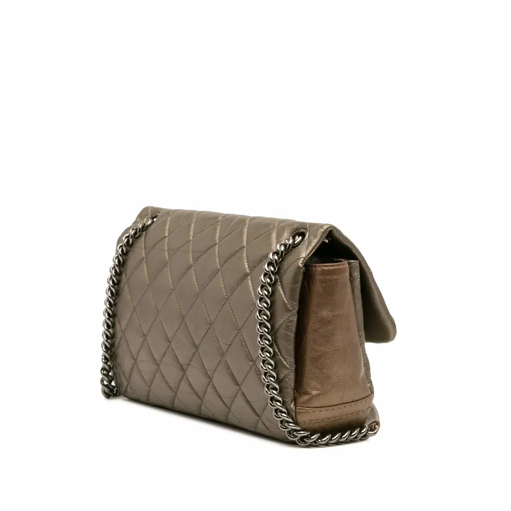Chanel Small Aged Calfskin Lady Pearly Flap Brown Leather Good - Back View