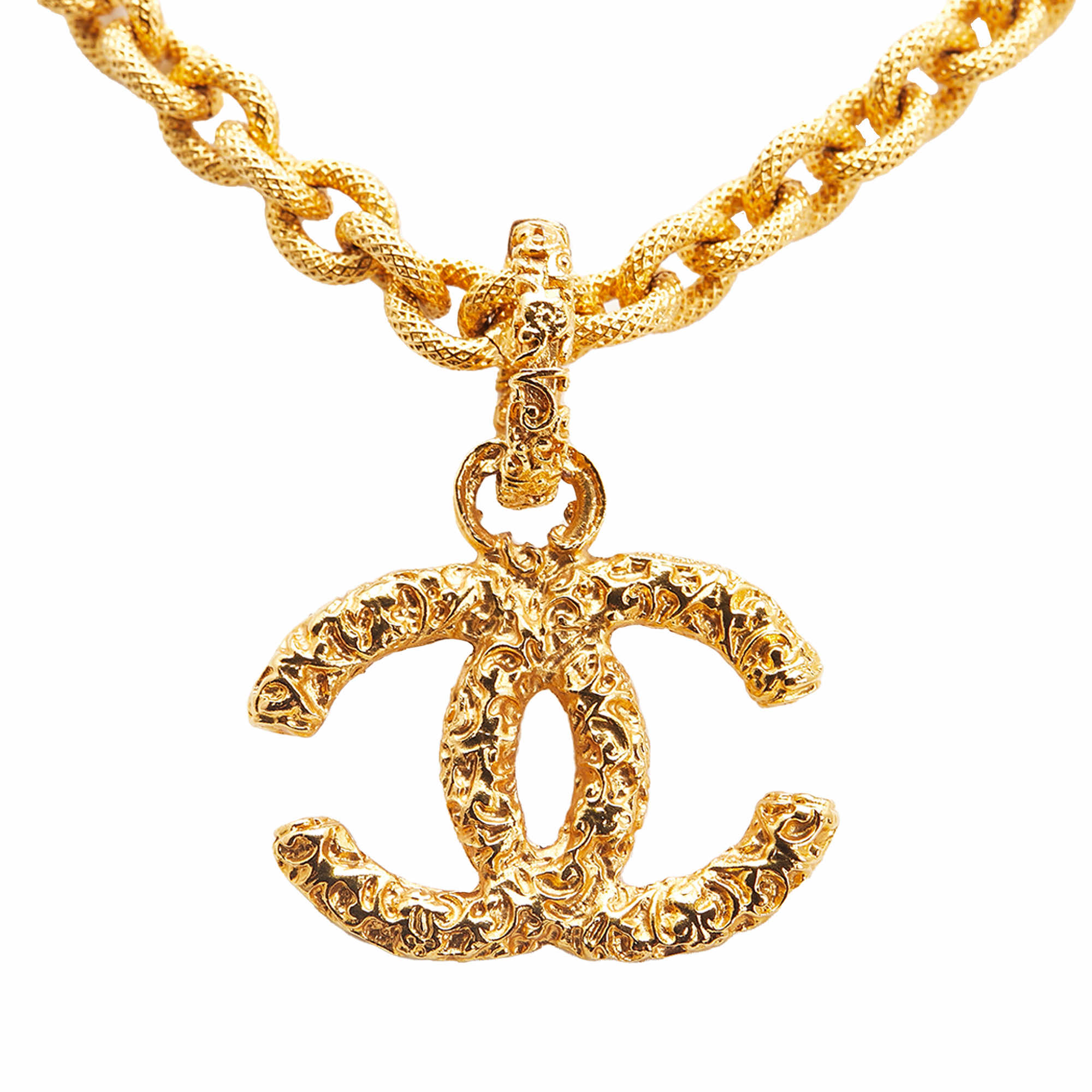 Chanel Lava Collection CC 24K Yellow Gold Pendant Necklace