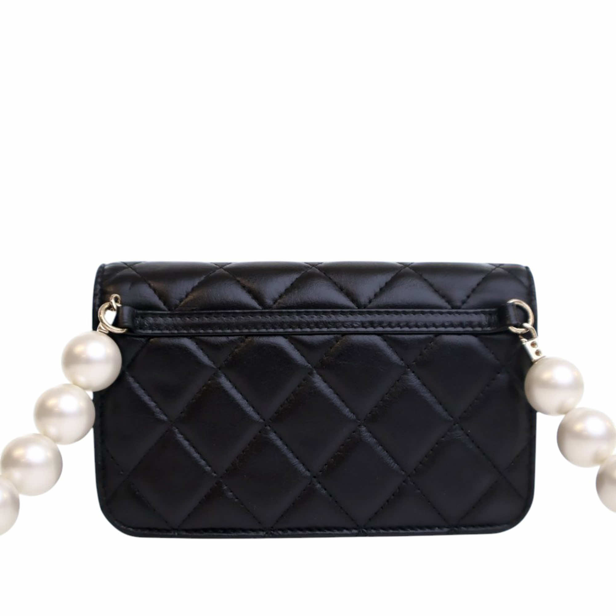 Chanel Quilted Lambskin Maxi Pearls Clutch With Chain - 4