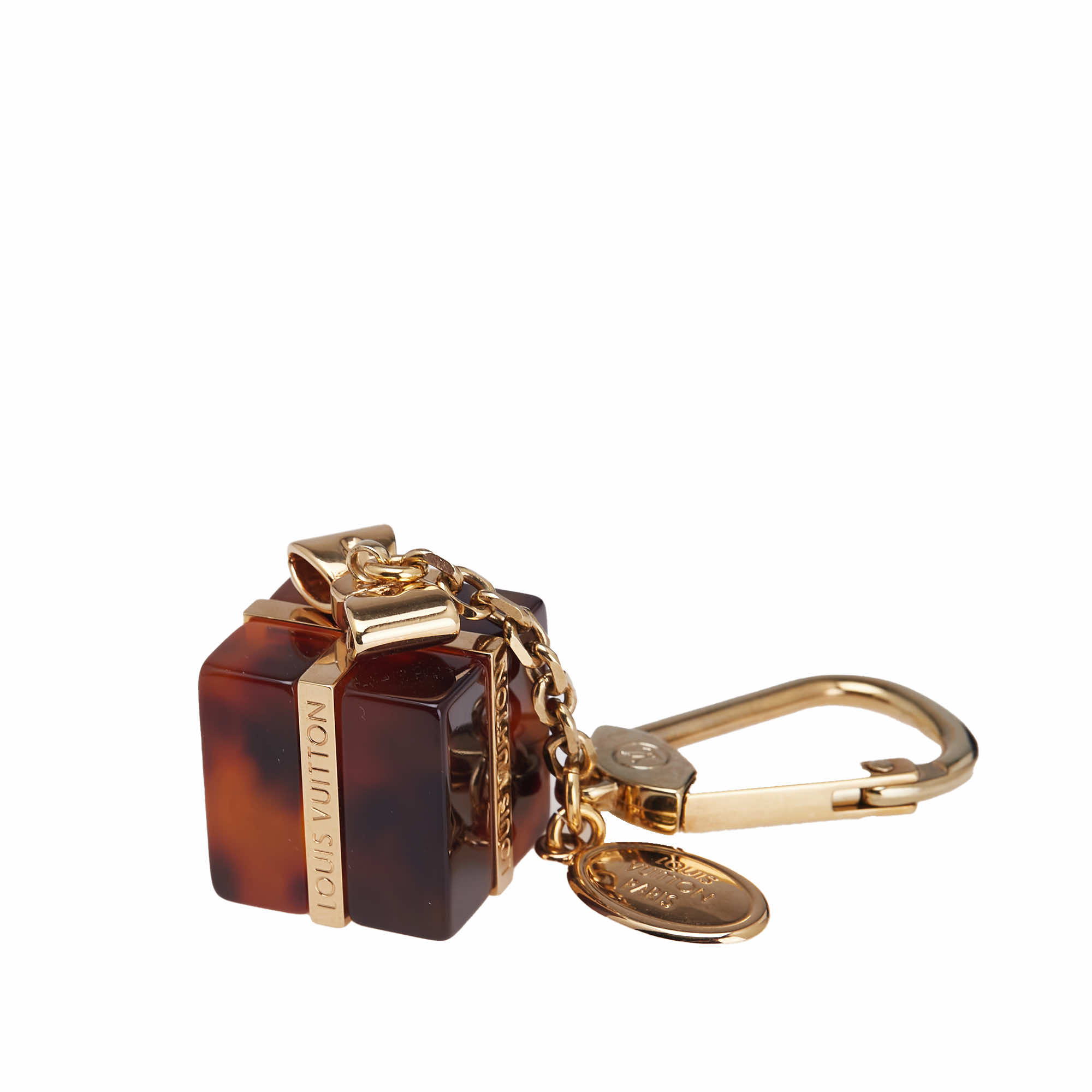 Louis Vuitton Gold Plated and Resin Gift Box Key Ring and Bag Charm