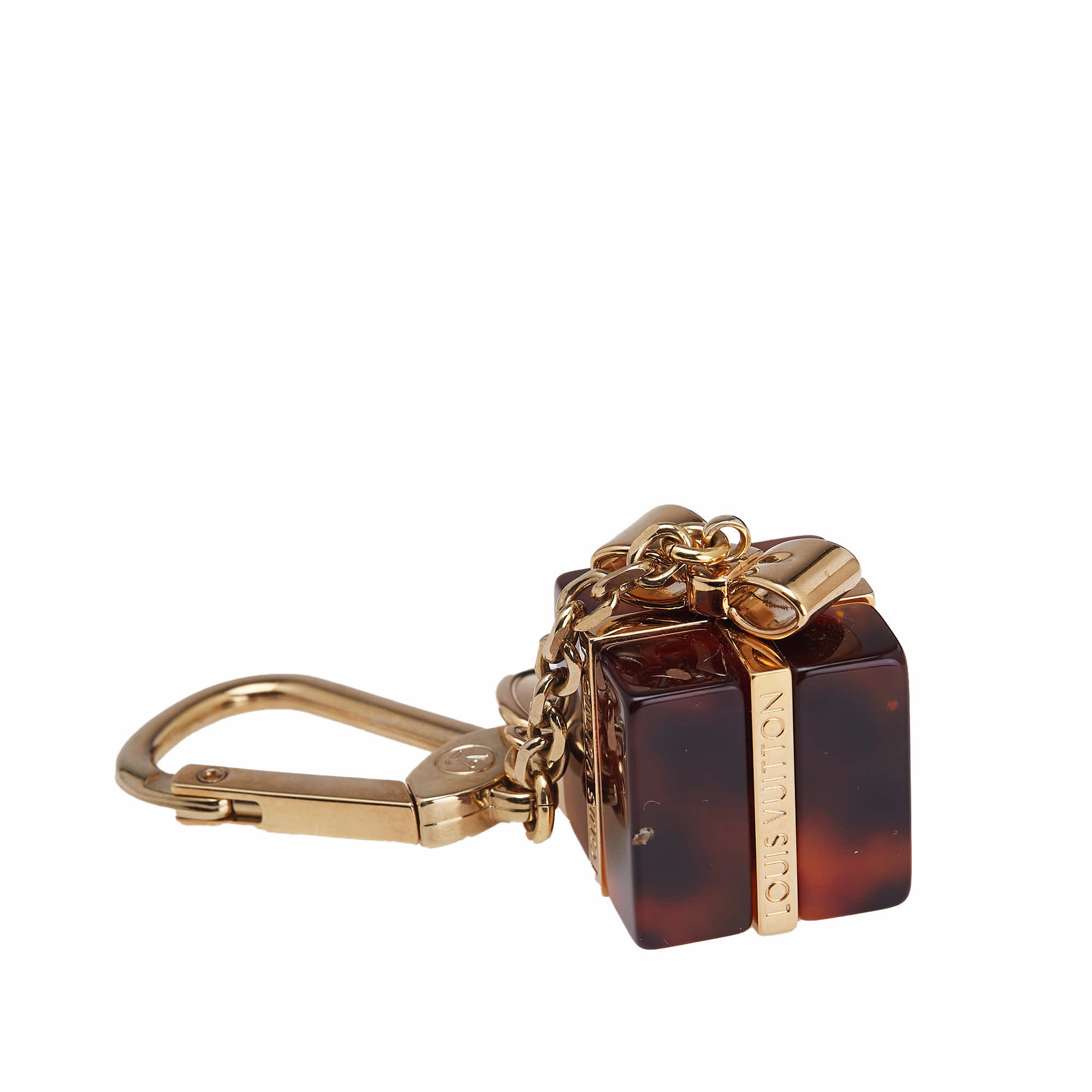 Louis Vuitton Gold Plated and Resin Gift Box Key Ring and Bag Charm - 2