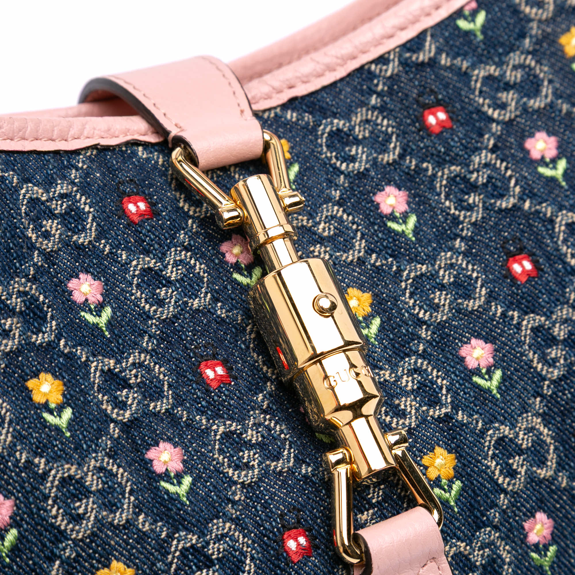 Gucci Limited Edition Small GG Embroidered Denim Floral Jackie 1961 Crossbody - Detail 2