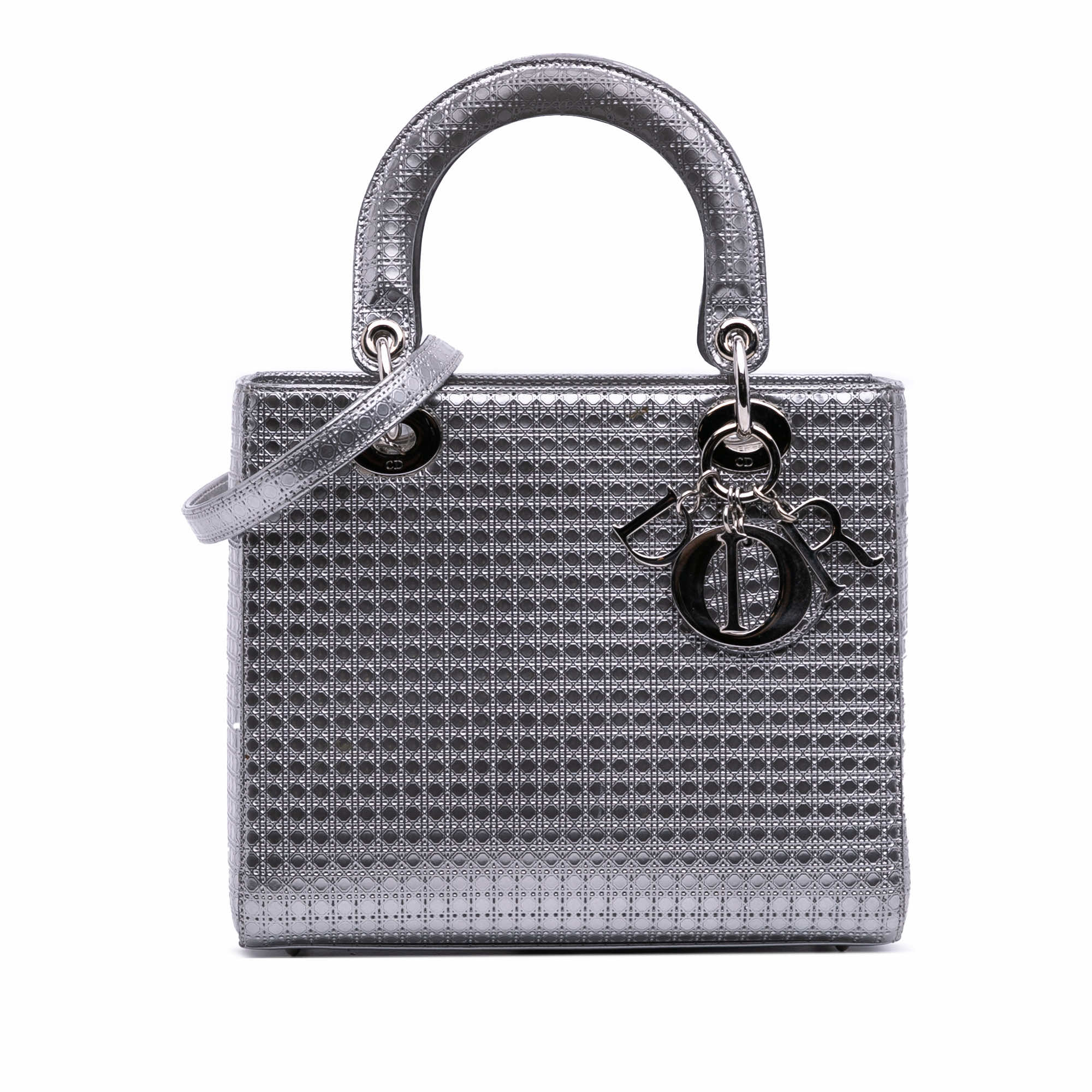 Dior Medium Metallic Patent Microcannage Lady Dior