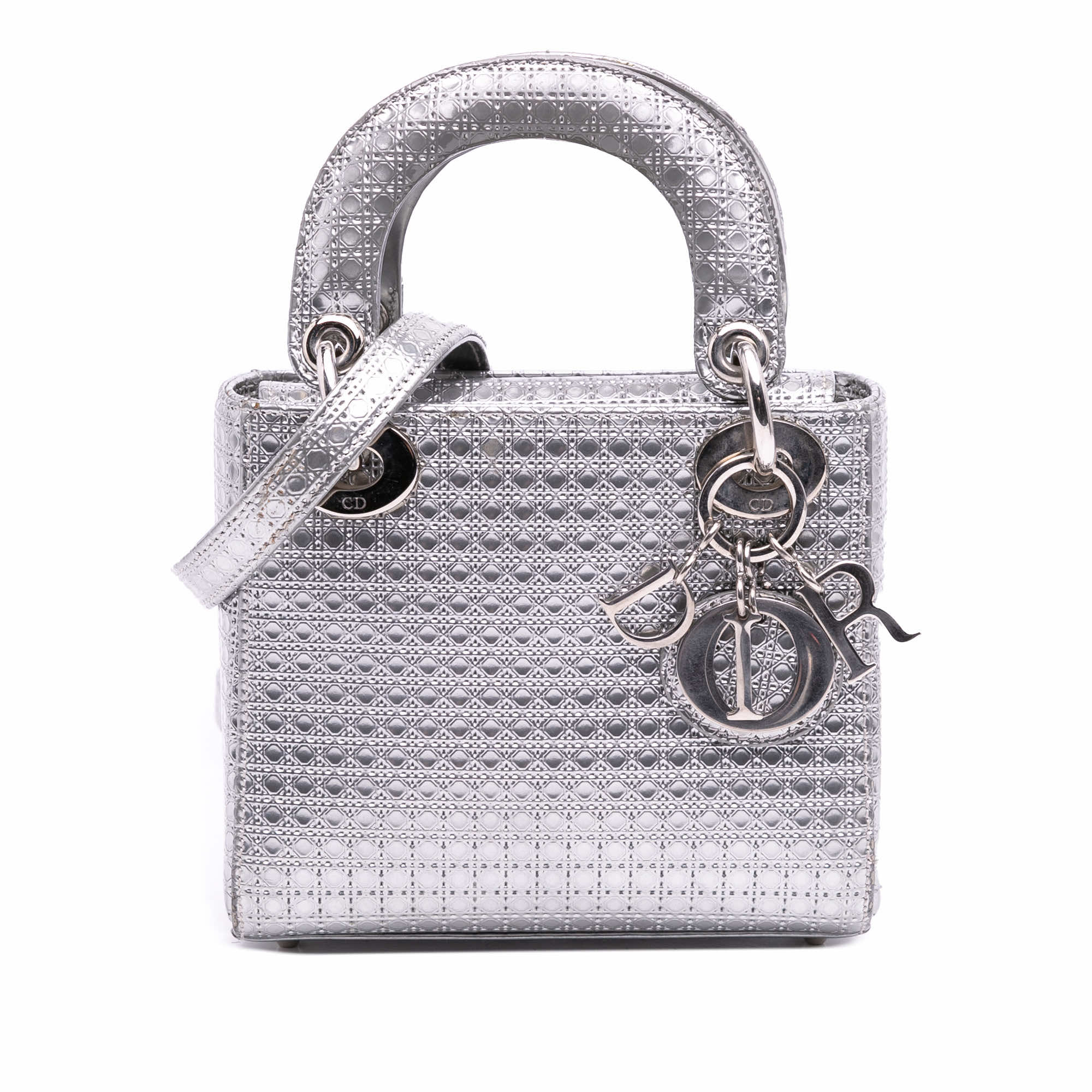 Dior Mini Metallic Patent Microcannage Lady Dior