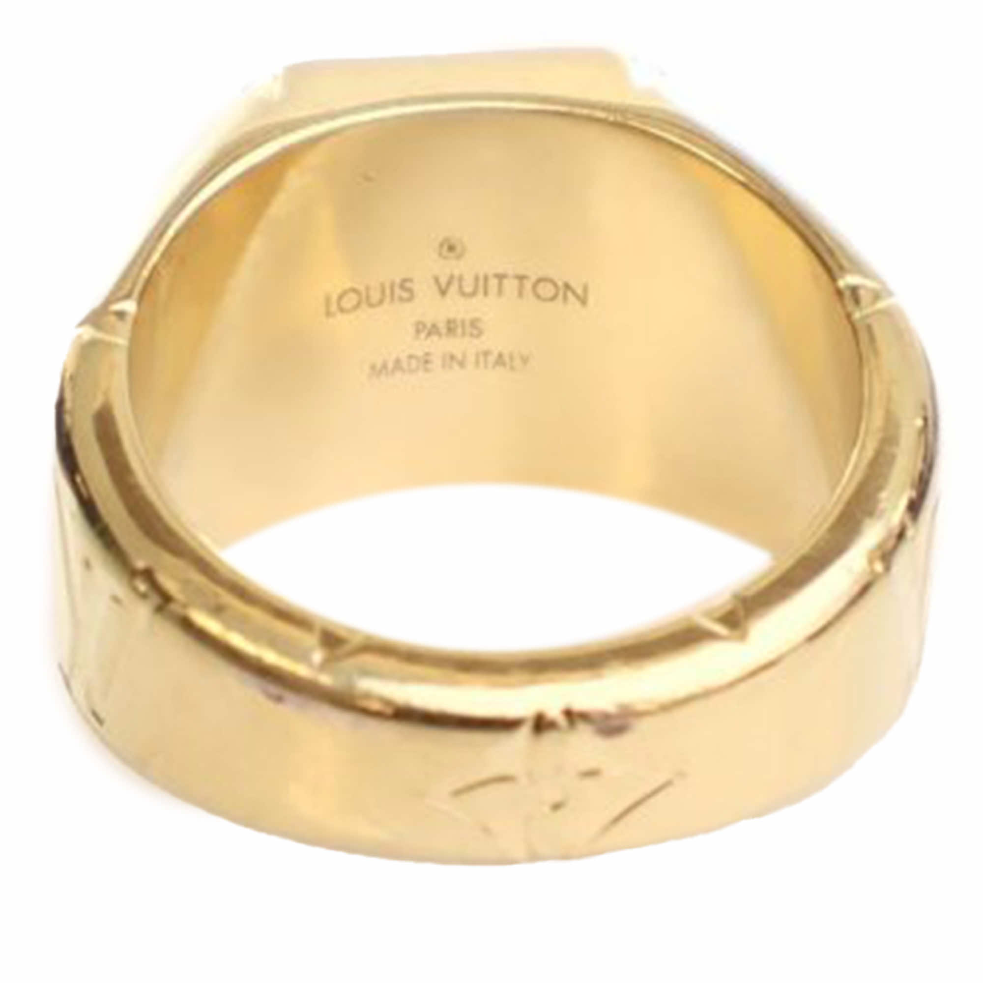 Louis Vuitton Gold Plated Monogram Signet Ring L - 2