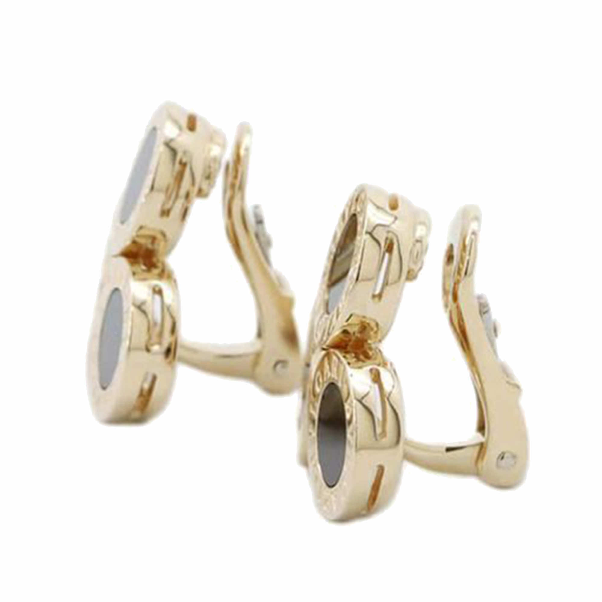 Bvlgari 18K Yellow Gold Onyx Bvlgari Clip On Earrings - Back view