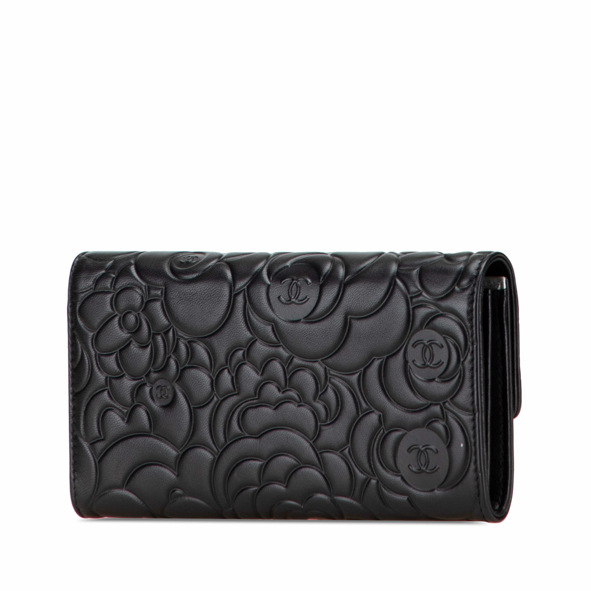 Chanel CC Lambskin Embossed Camellia Flap Wallet - 2