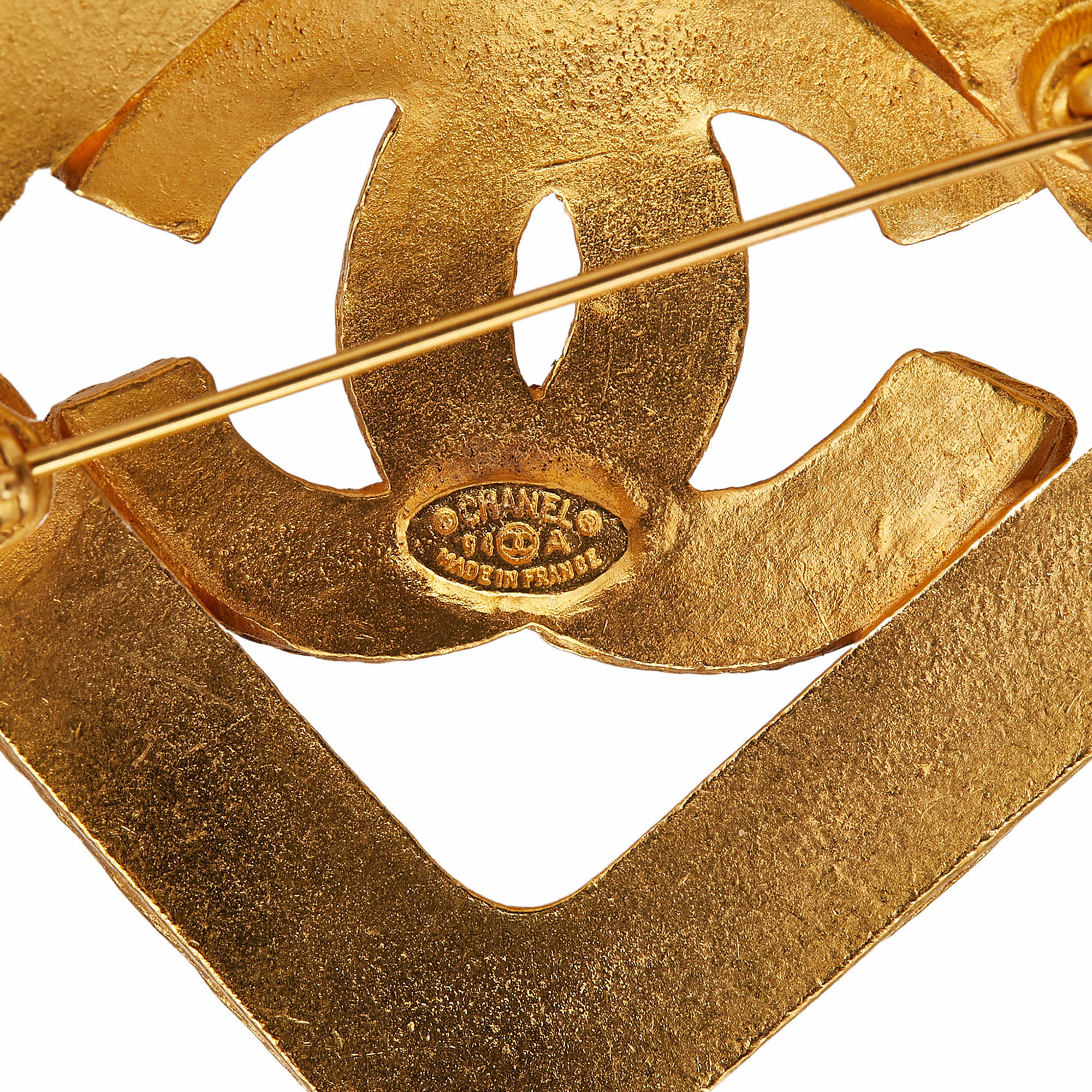 Chanel CC Gold Plated Diamond Brooch - Image 6