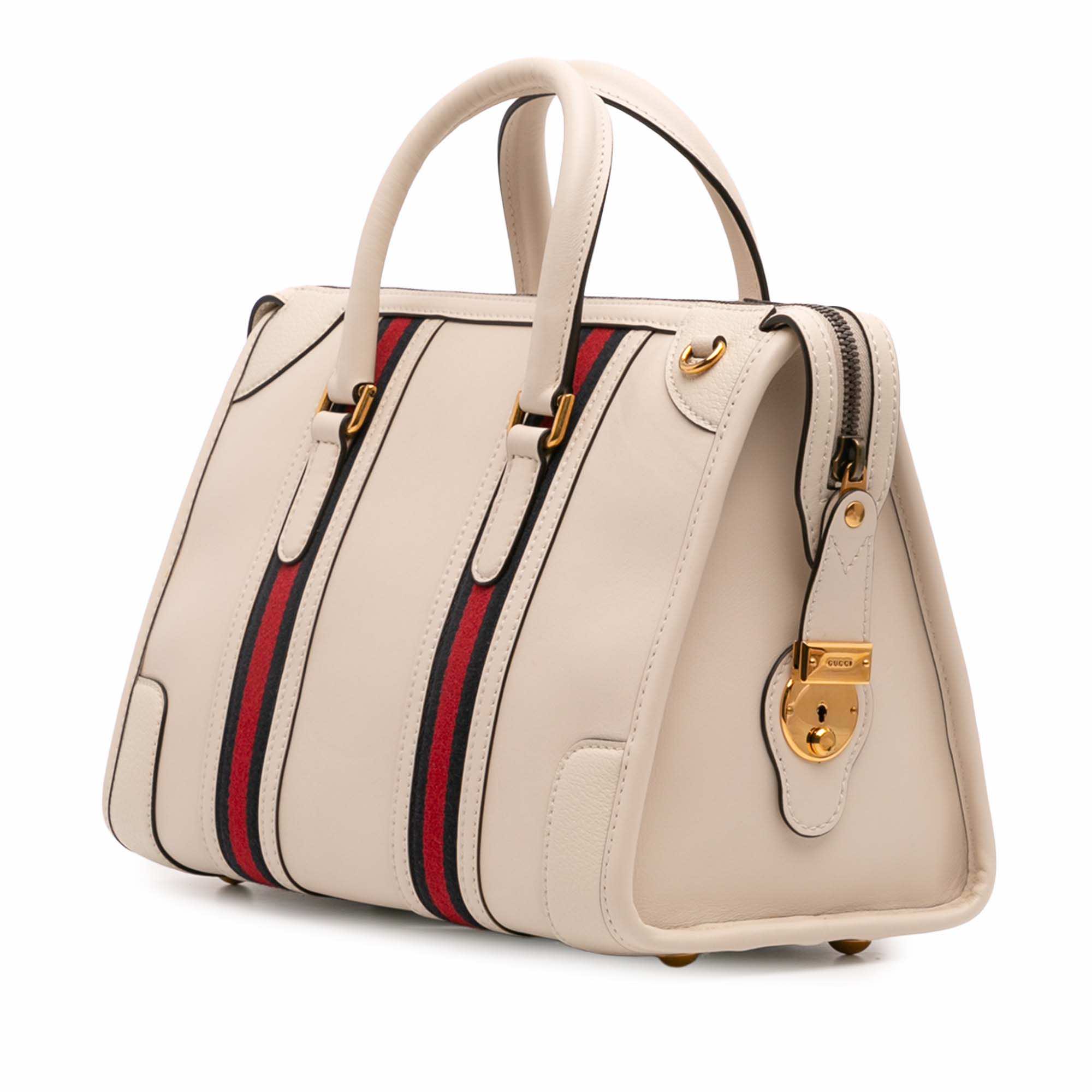 Gucci Medium Calfskin Web Bauletto Top Handle Bag - 2