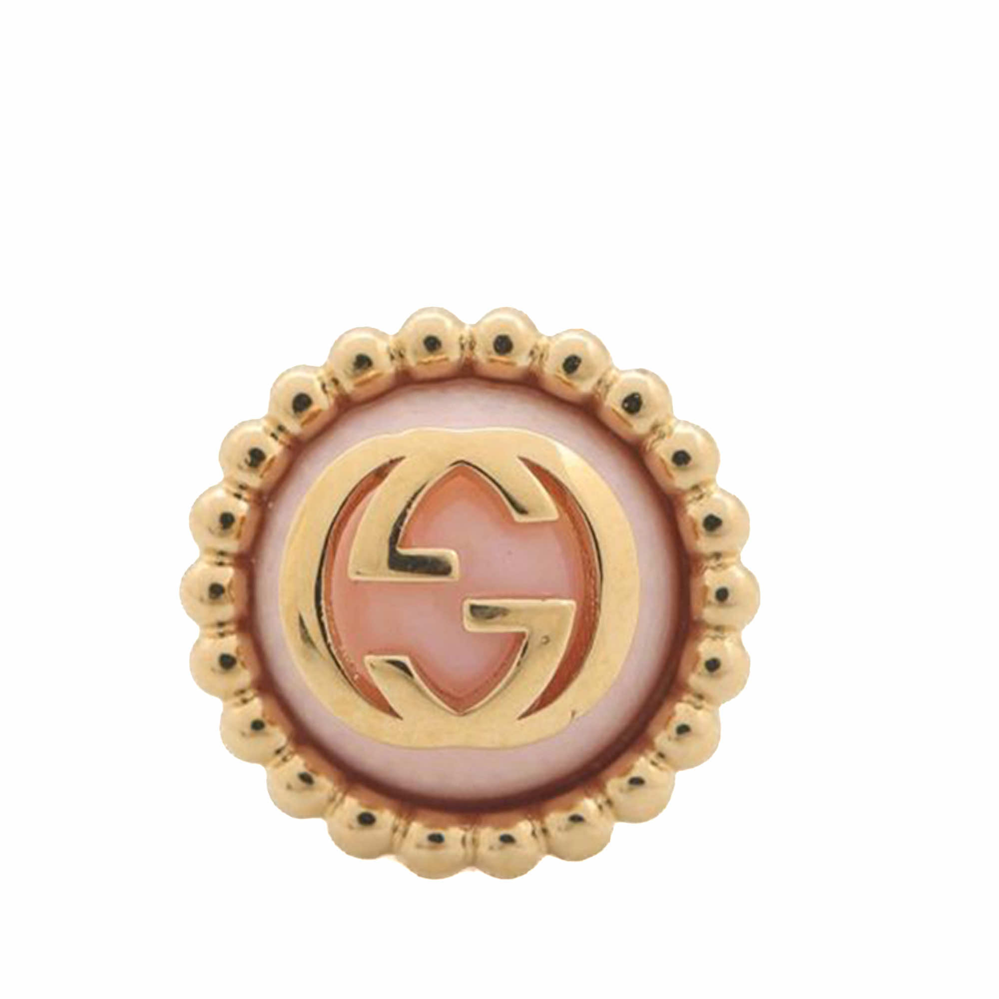 Gucci Gold Plated Resin and Rhinestones Interlocking G Single Push Back Earring