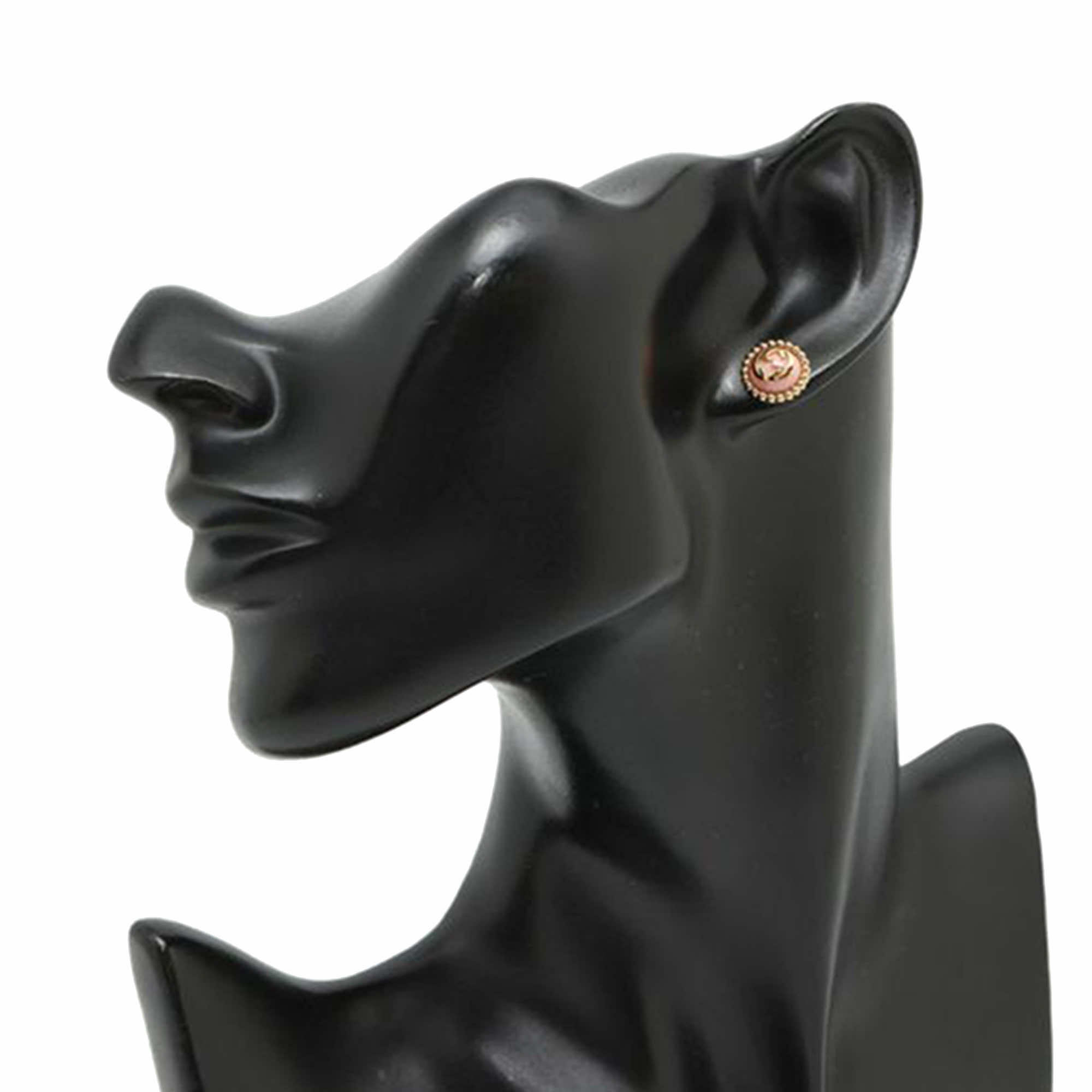 Gucci Gold Plated Resin and Rhinestones Interlocking G Single Push Back Earring - Image 13