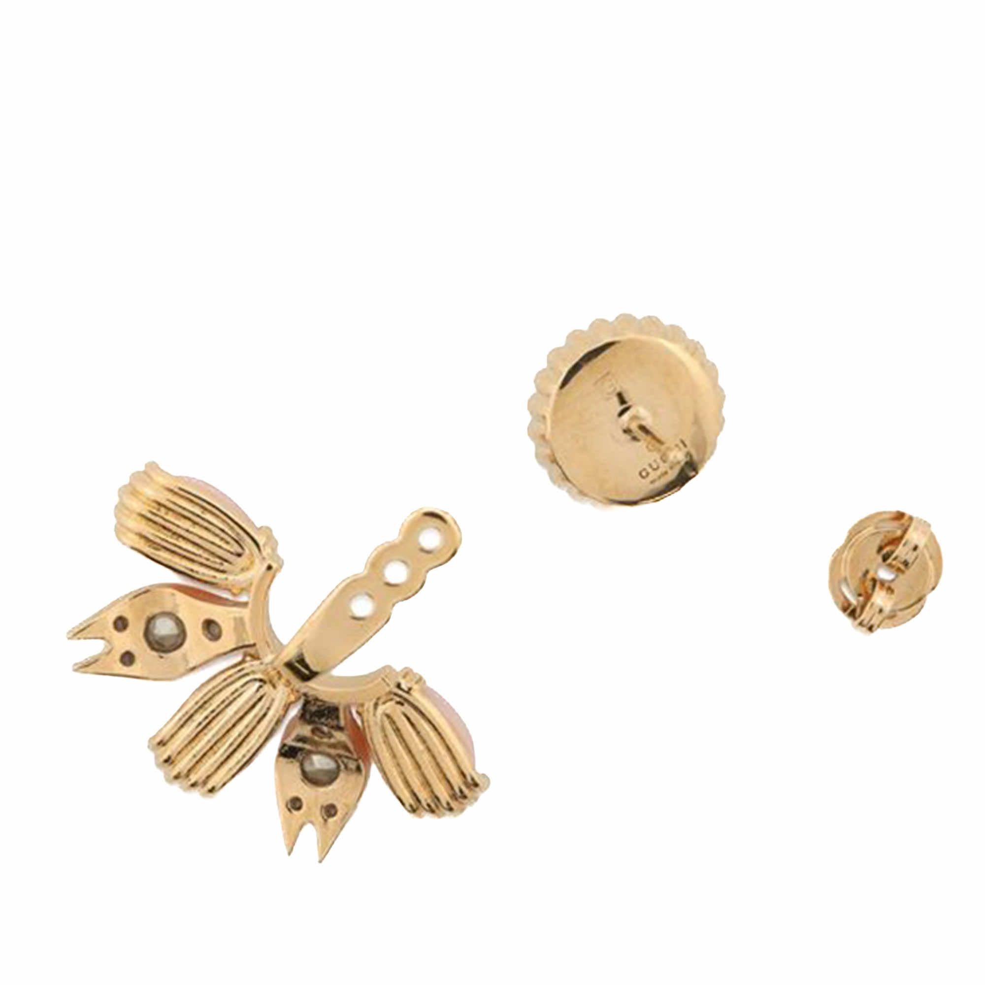 Gucci Gold Plated Resin and Rhinestones Interlocking G Single Push Back Earring - 4