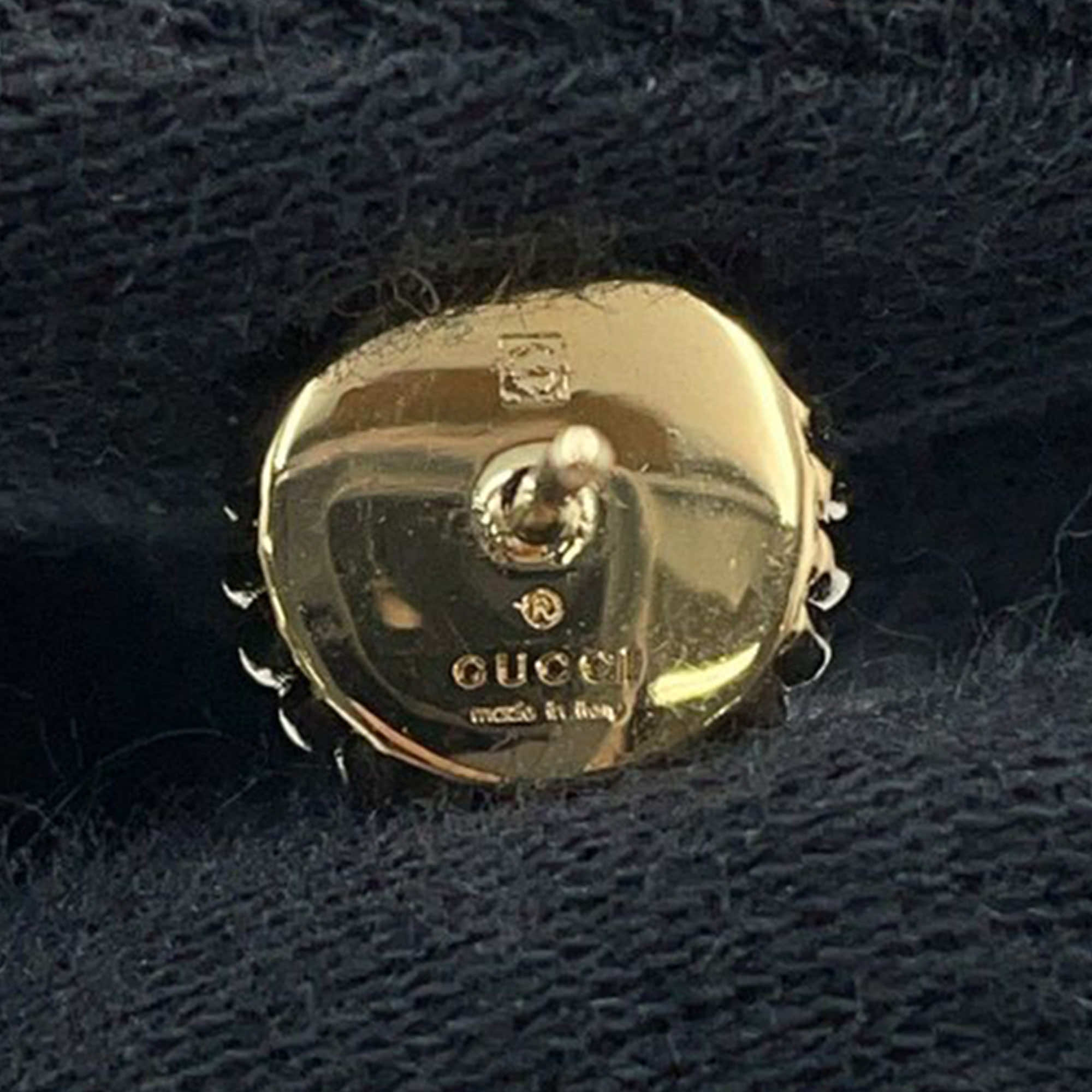 Gucci Gold Plated Resin and Rhinestones Interlocking G Single Push Back Earring - Side view