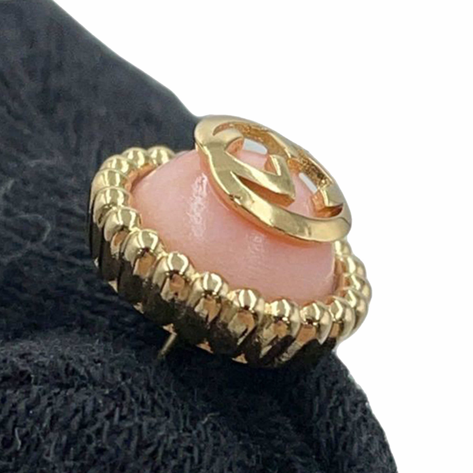 Gucci Gold Plated Resin and Rhinestones Interlocking G Single Push Back Earring - Image 11