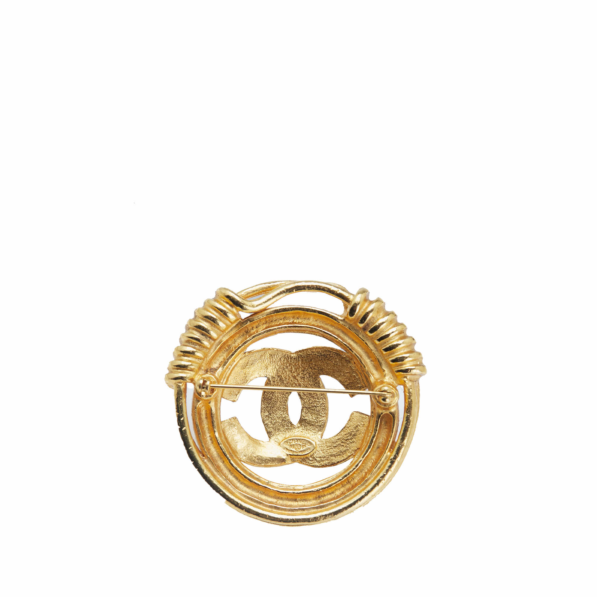 Chanel Gold Plated CC Brooch - Back view