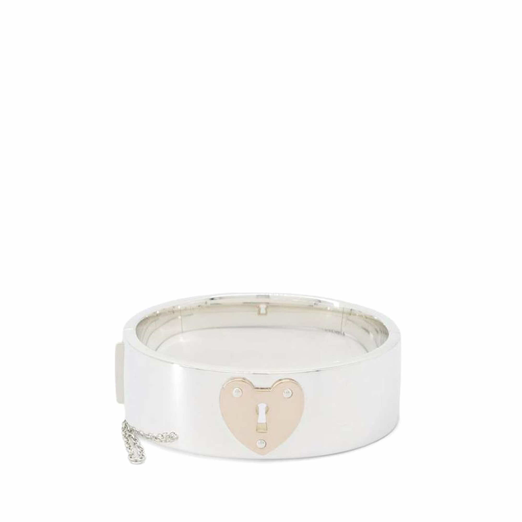 Tiffany & Co Sterling Silver and 18K Rose Gold Lock Heart Bangle