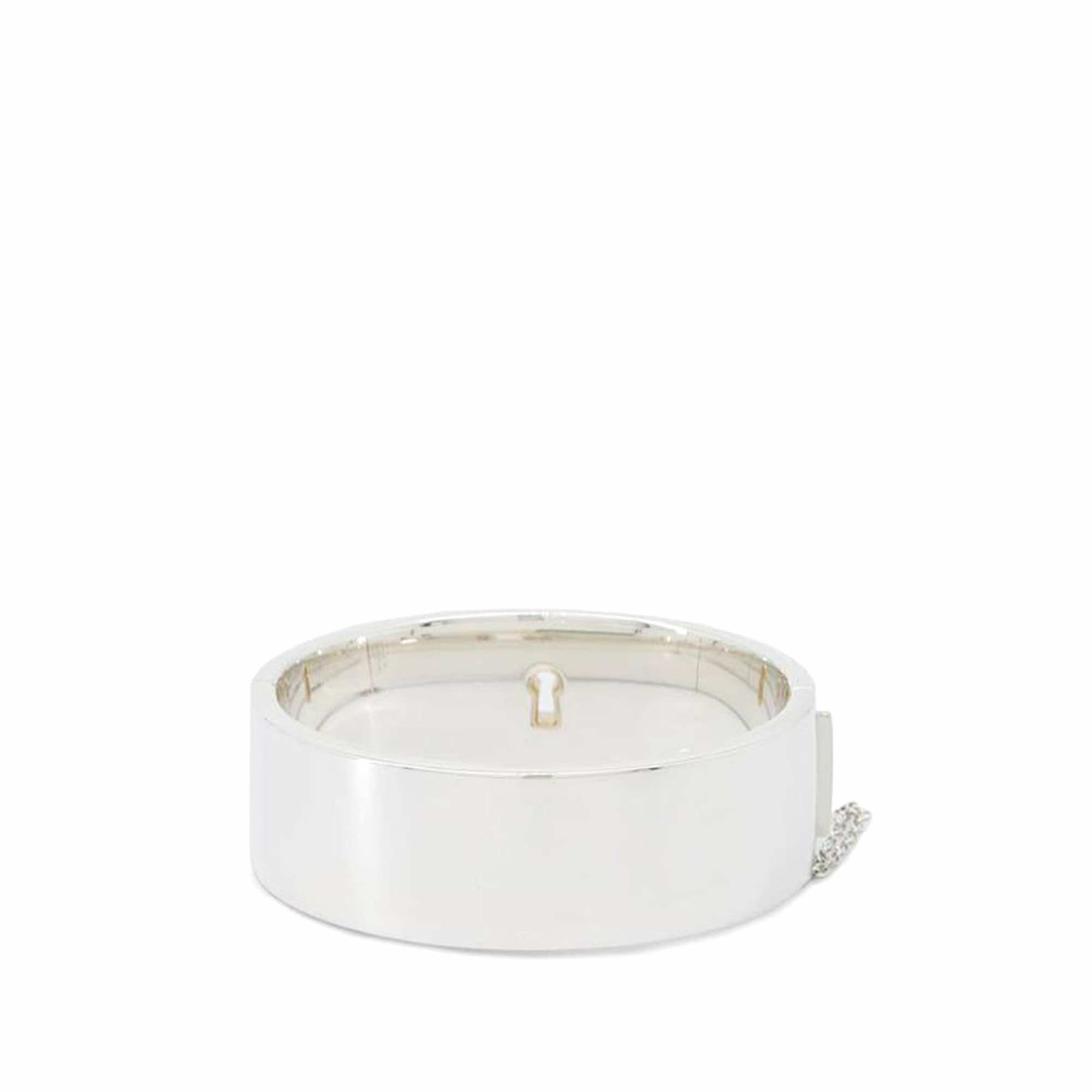 Tiffany & Co Sterling Silver and 18K Rose Gold Lock Heart Bangle - 3