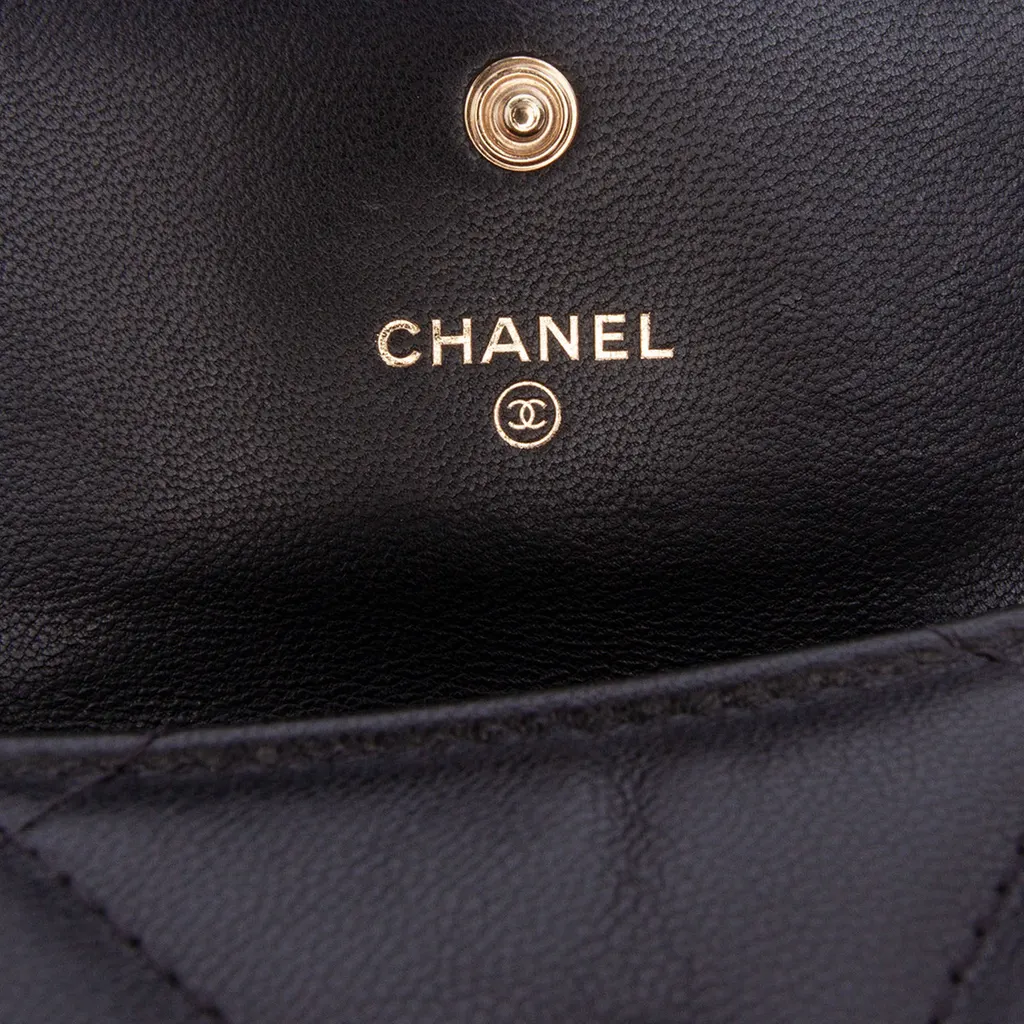Chanel Lambskin 19 Flap Coin Purse With Chain Black Leather Good - Box View
