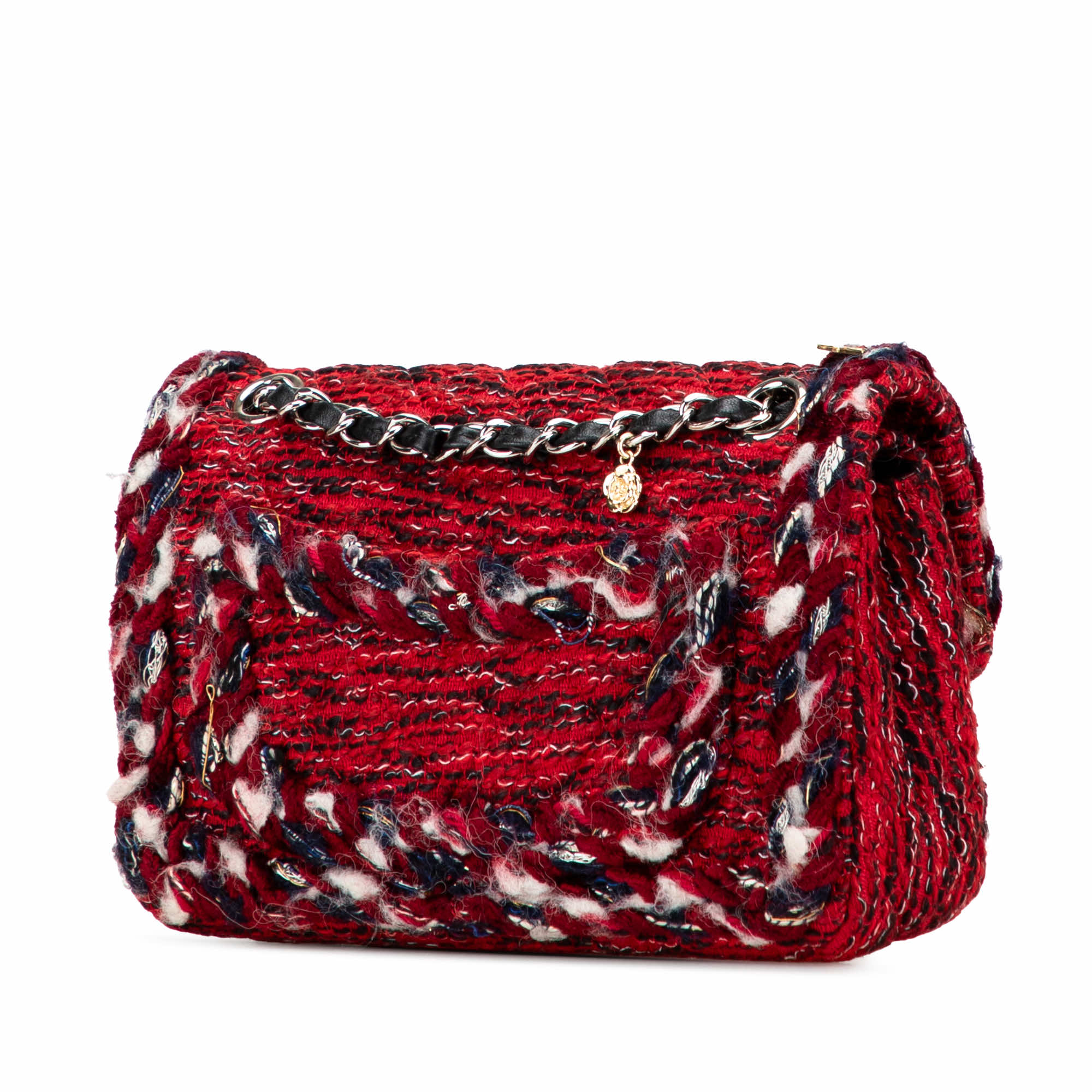 Chanel Small Classic Tweed Charm Double Flap - Back view