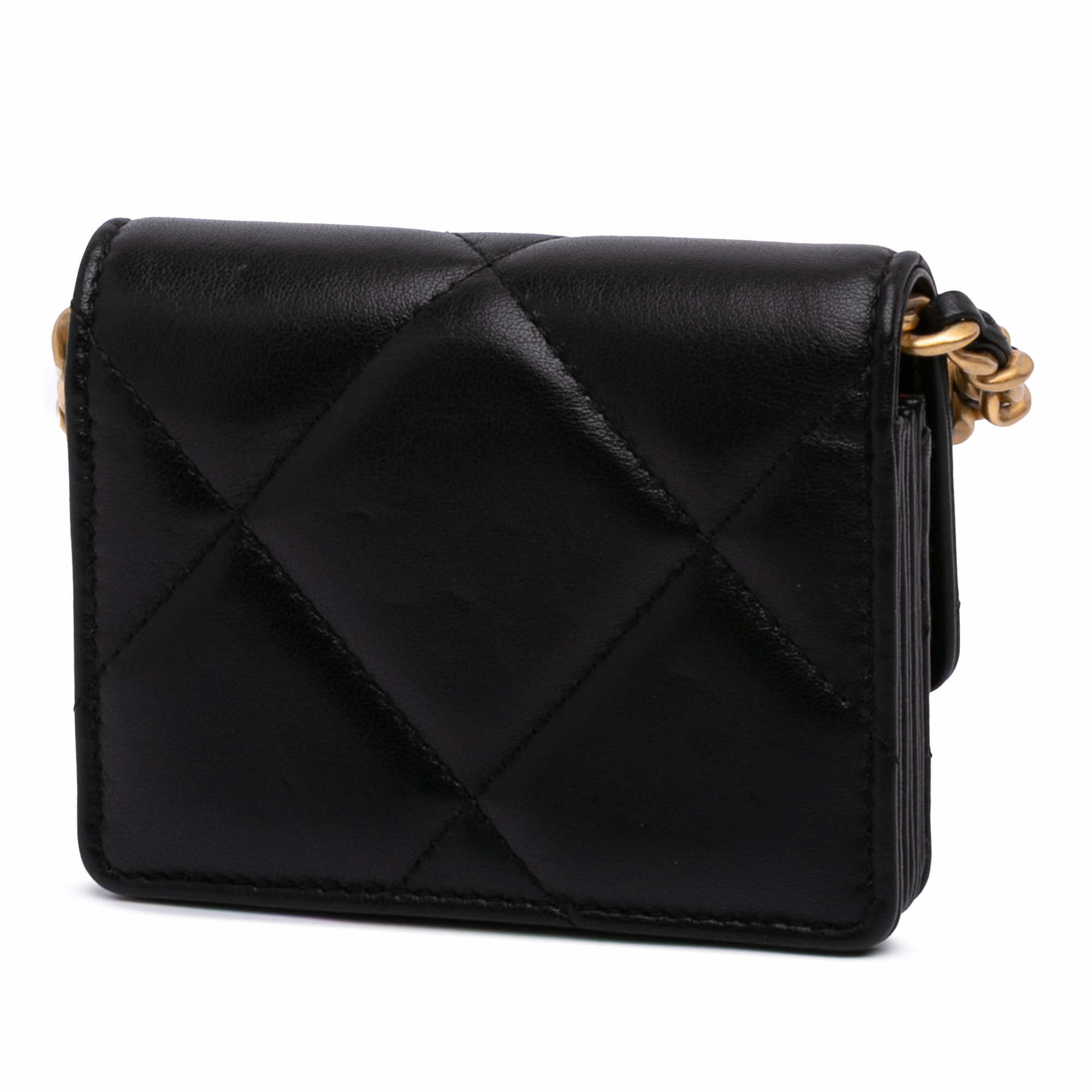 Chanel Lambskin 19 Flap Coin Purse With Chain - Back view