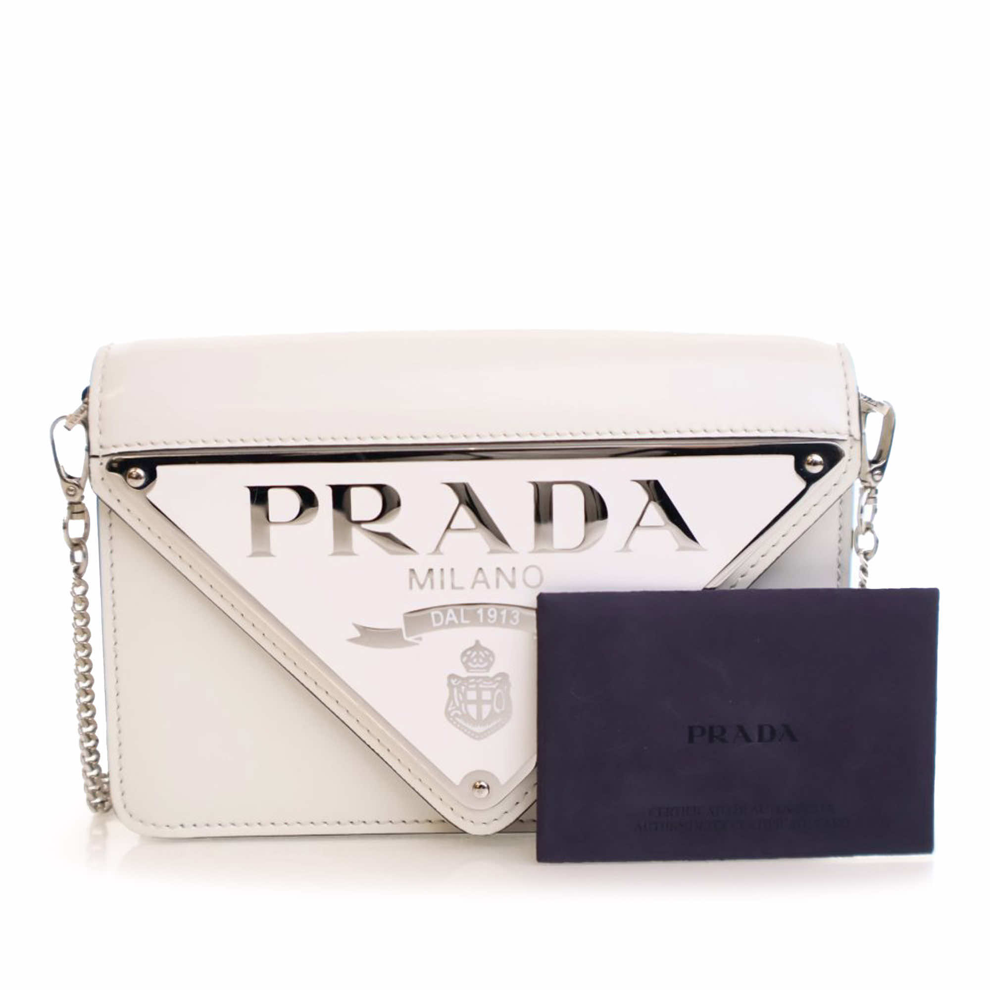 Prada Spazzolato Triangle Logo Plate Flap Chain Crossbody - Image 17