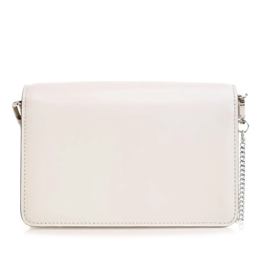Prada Spazzolato Triangle Logo Plate Flap Chain Crossbody White Leather Good - Back View