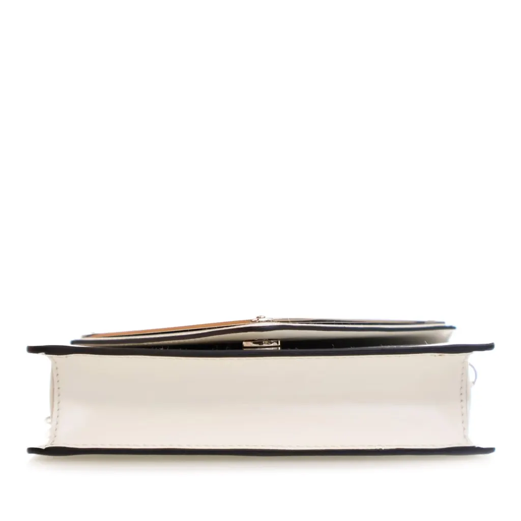 Prada Spazzolato Triangle Logo Plate Flap Chain Crossbody White Leather Good - Inside View