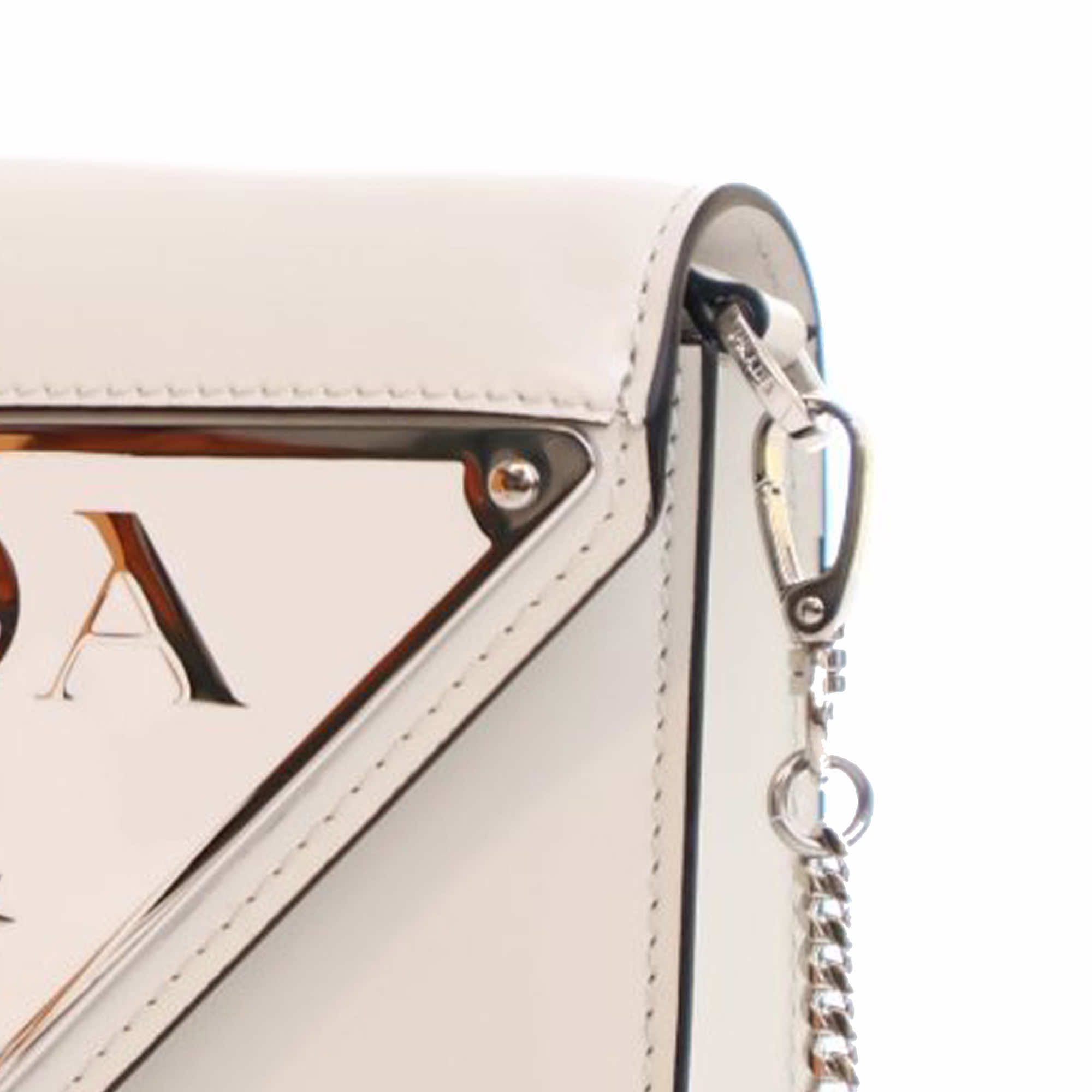 Prada Spazzolato Triangle Logo Plate Flap Chain Crossbody - Image 10