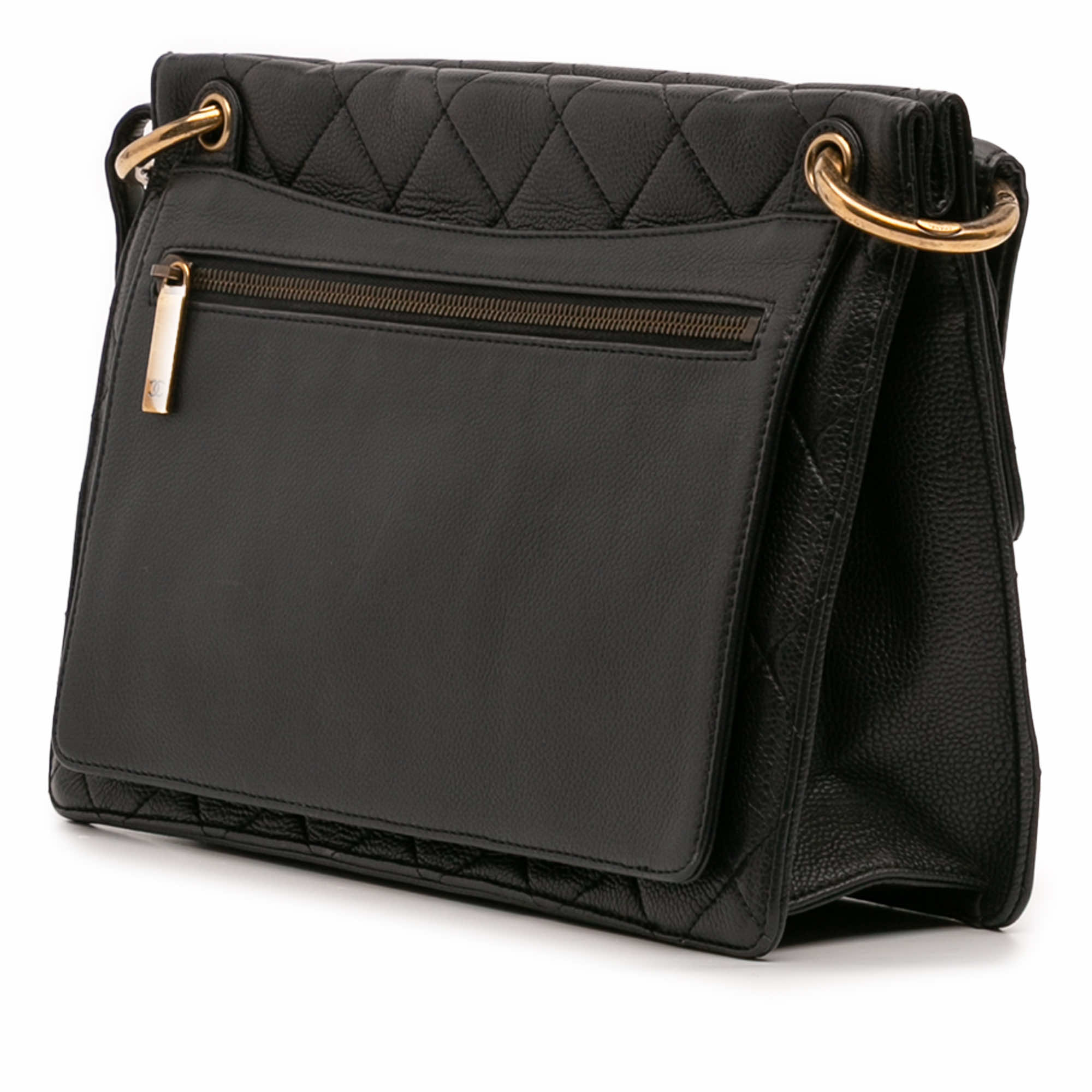 Chanel Jumbo CC Quilted Caviar Chunky Chain Flap - Back view