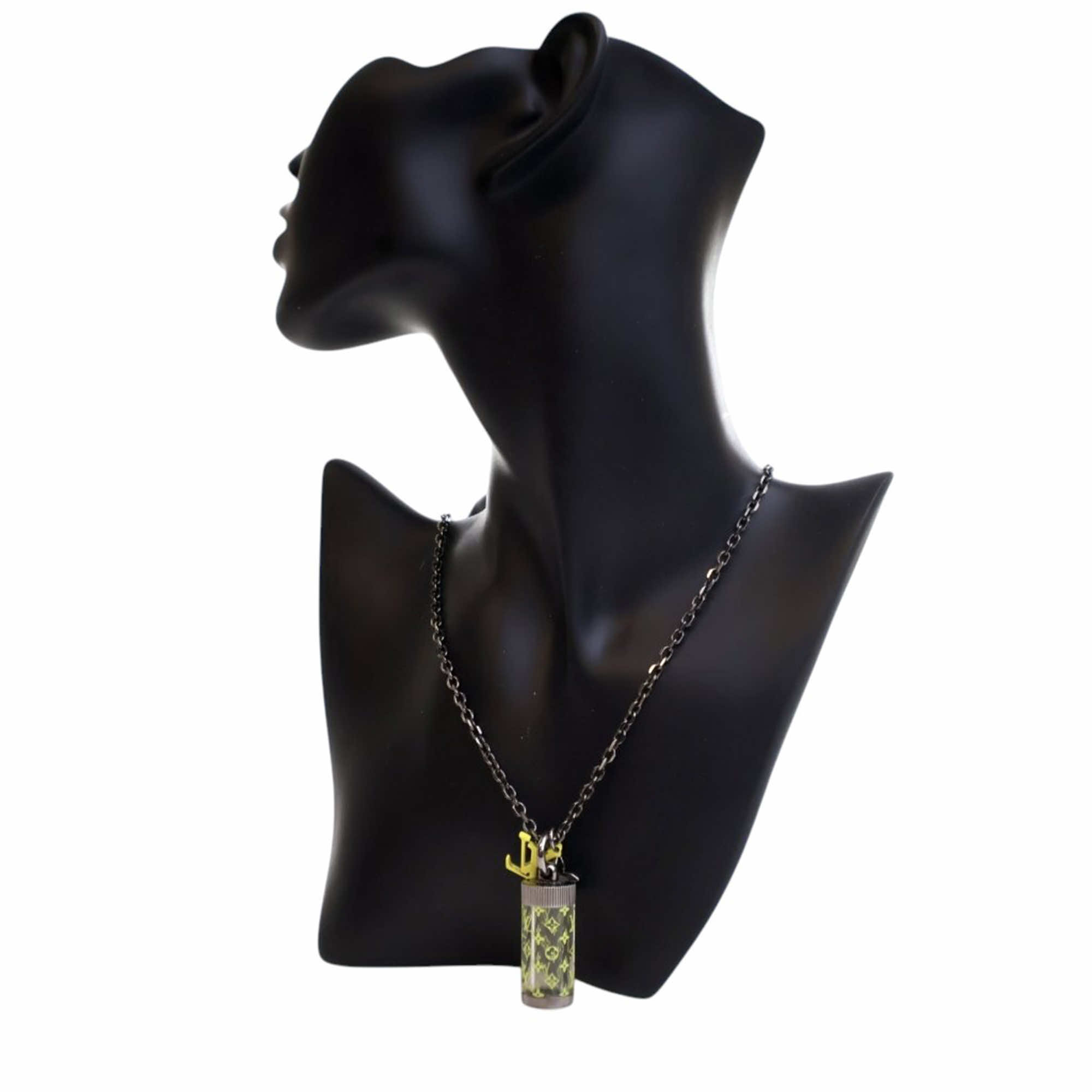 Louis Vuitton Palladium Plated Monogram Message In A Bottle Pendant Necklace