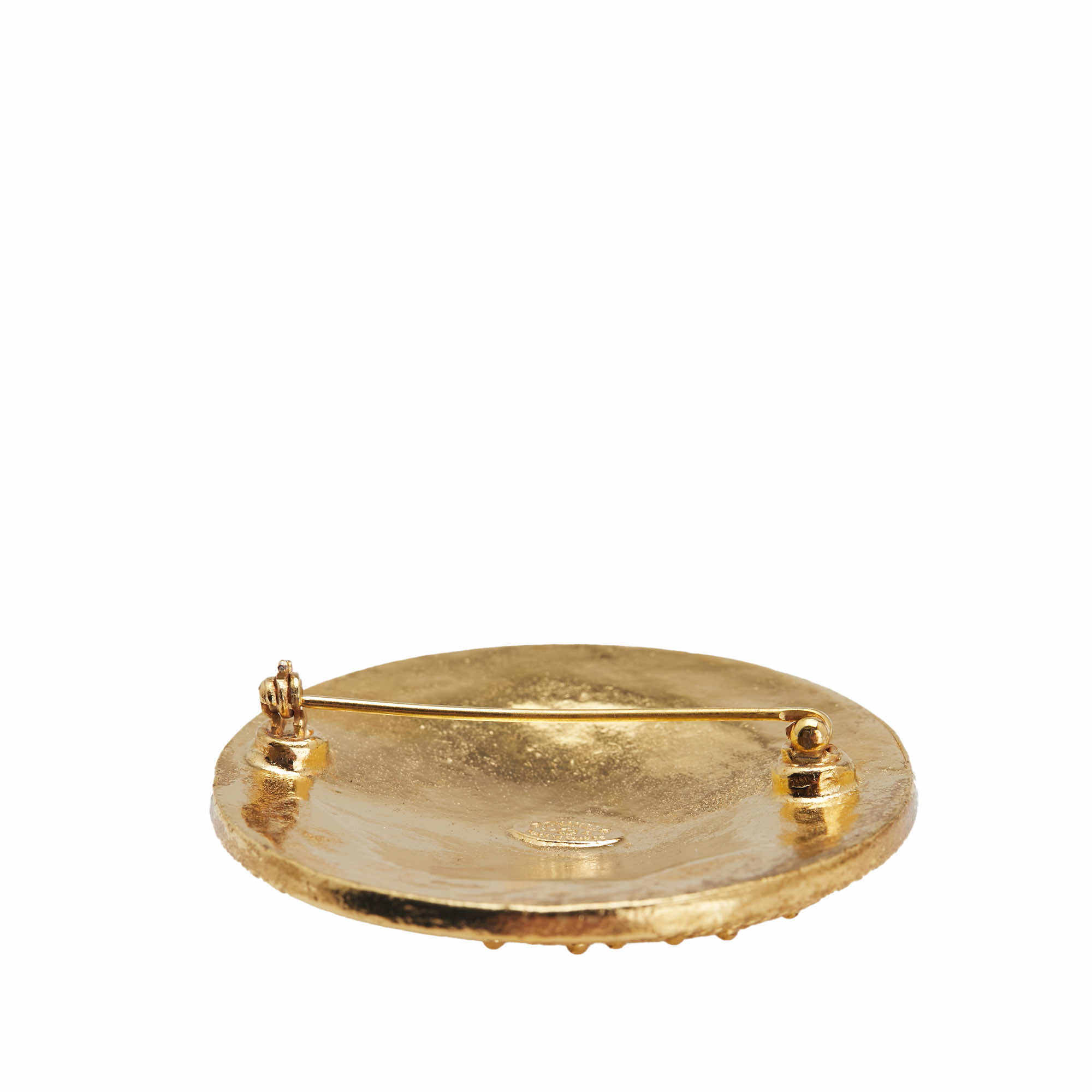 Chanel Gold Plated CC Medallion Brooch - Image 6