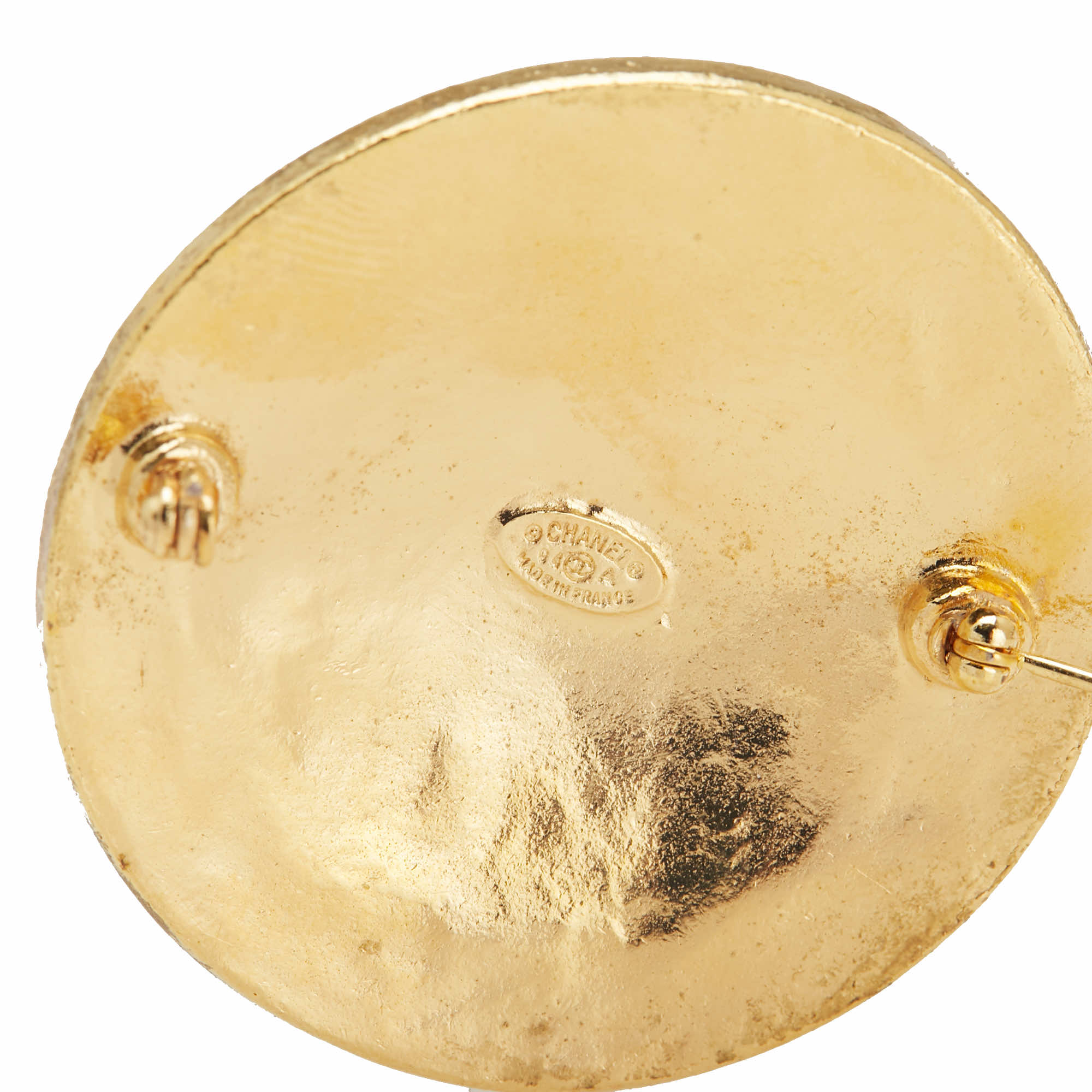 Chanel Gold Plated CC Medallion Brooch - 4