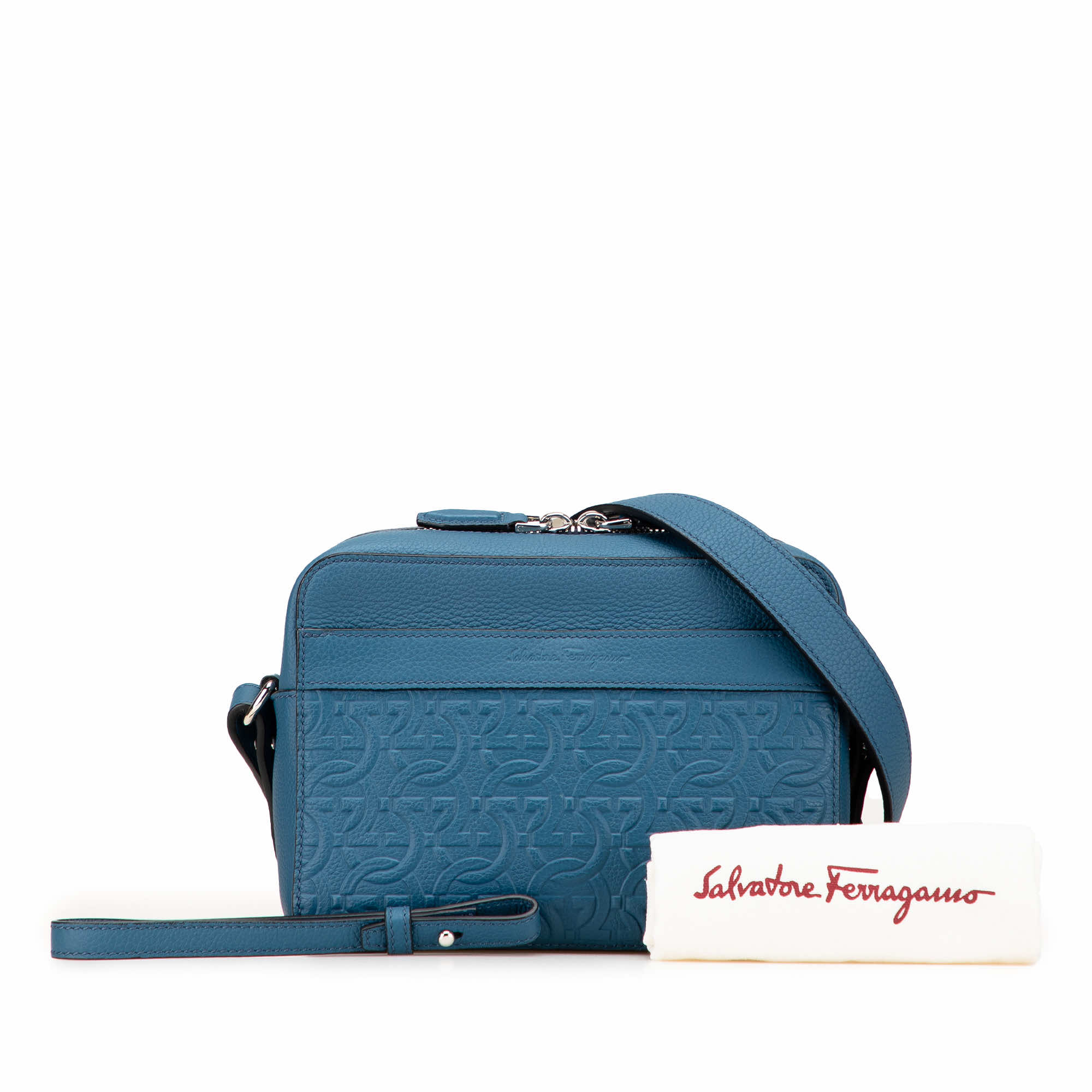 Salvatore Ferragamo Embossed Leather Gancini Crossbody - Image 12
