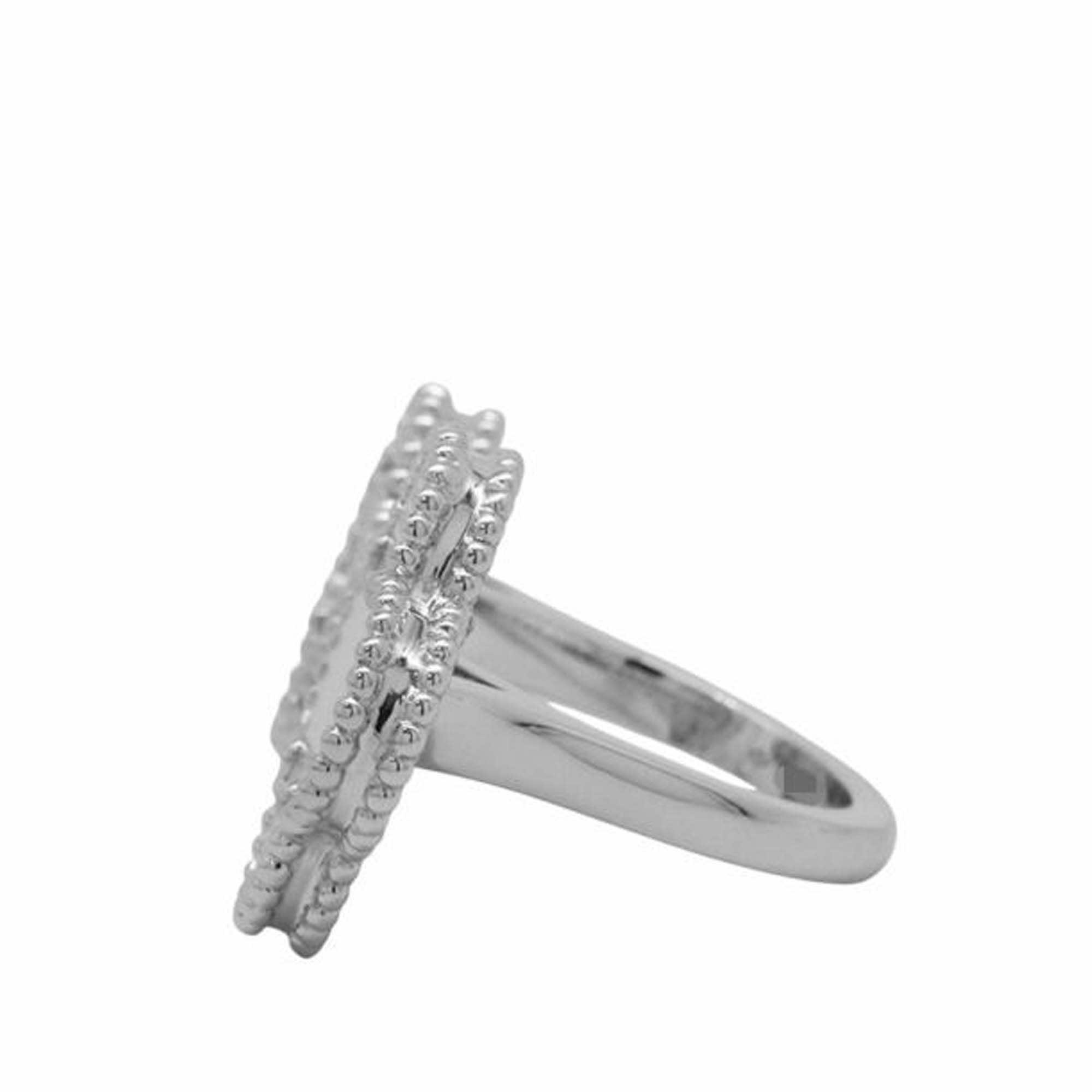 Van Cleef & Arpels 18K White Gold and Mother of Pearl Magic Alhambra Between the Finger Ring - Back view
