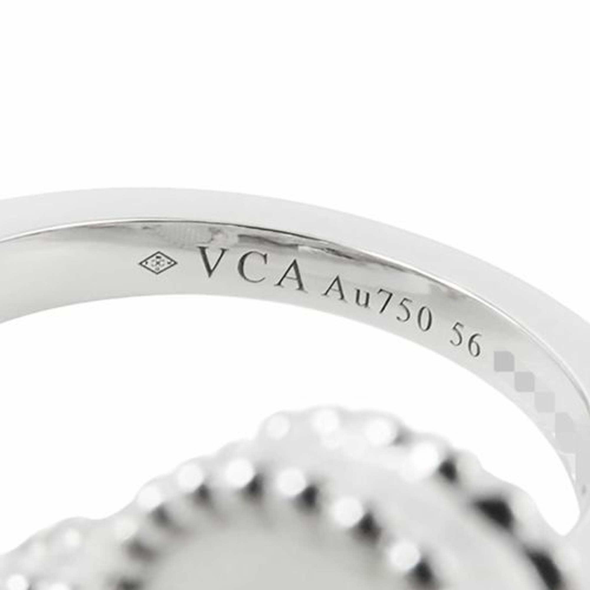 Van Cleef & Arpels 18K White Gold and Mother of Pearl Magic Alhambra Between the Finger Ring - Side view