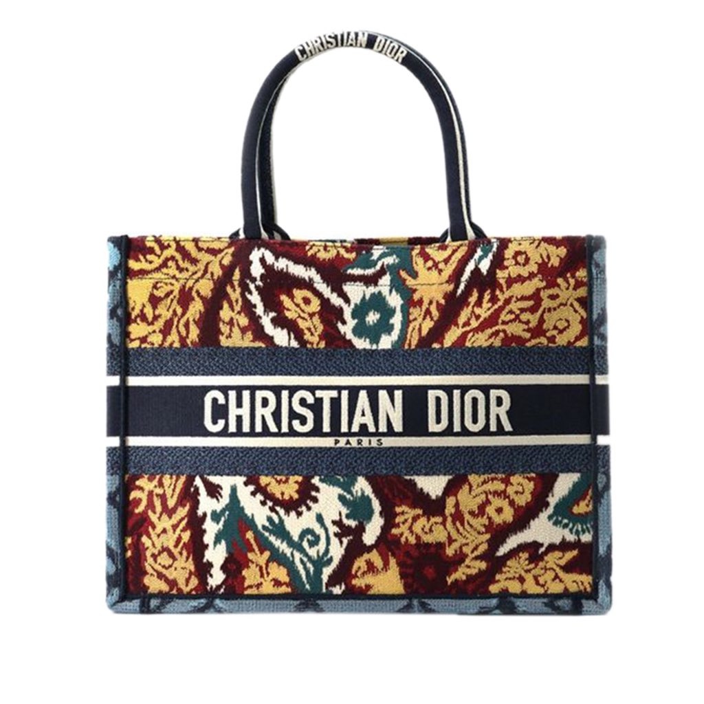 Dior Medium Canvas Embroidered Paisley Book Tote