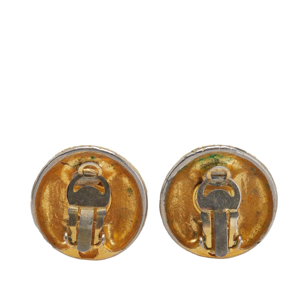 Chanel Gold Plated Logo Clip-On Earrings - 2