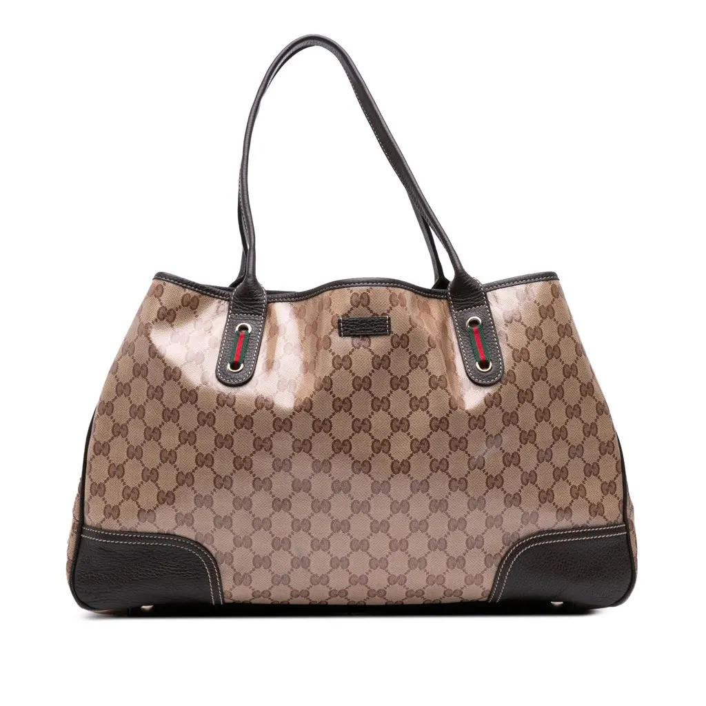 Gucci GG Crystal Princy Tote Brown Canvas Good - Front View