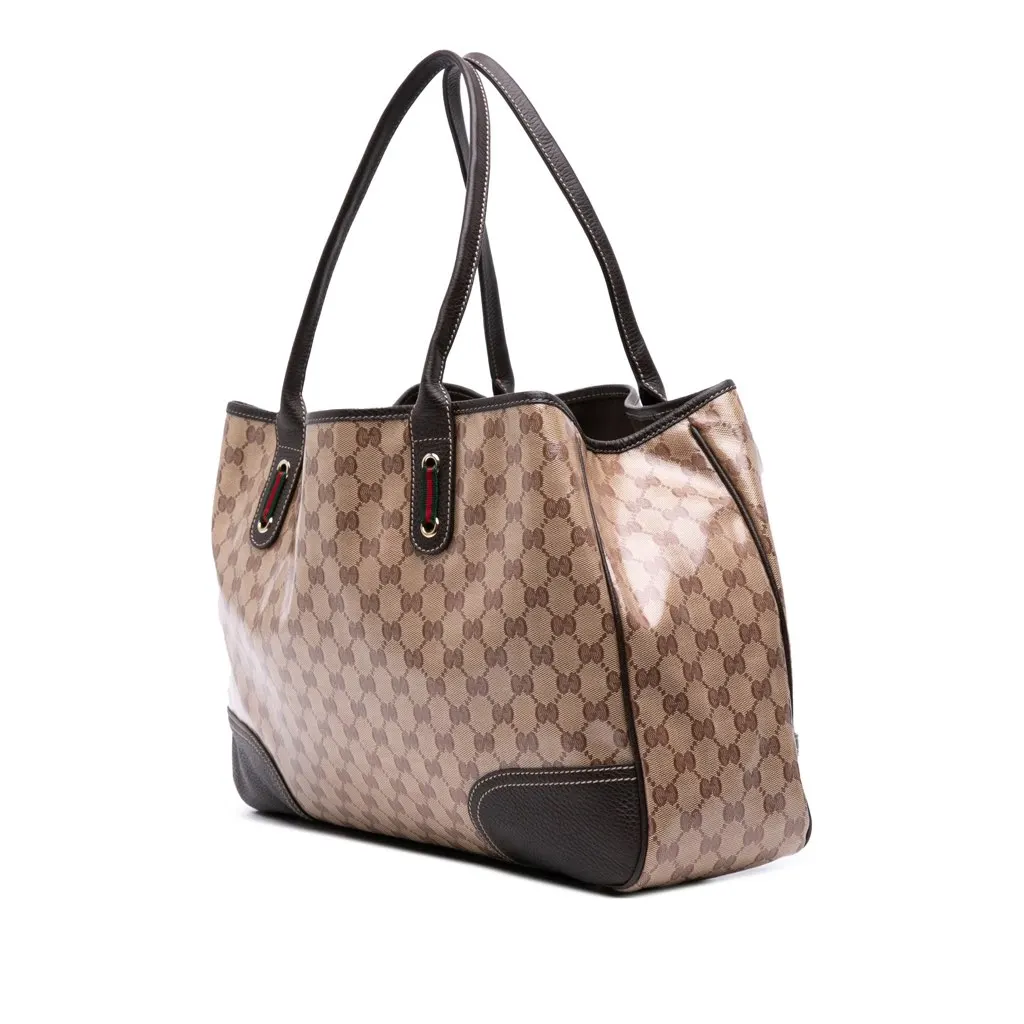 Gucci GG Crystal Princy Tote Brown Canvas Good - Back View