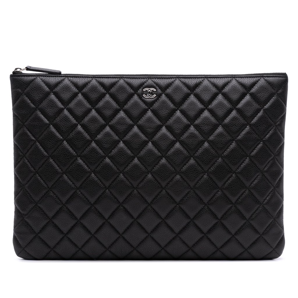 Chanel Large Quilted Caviar O Case Clutch