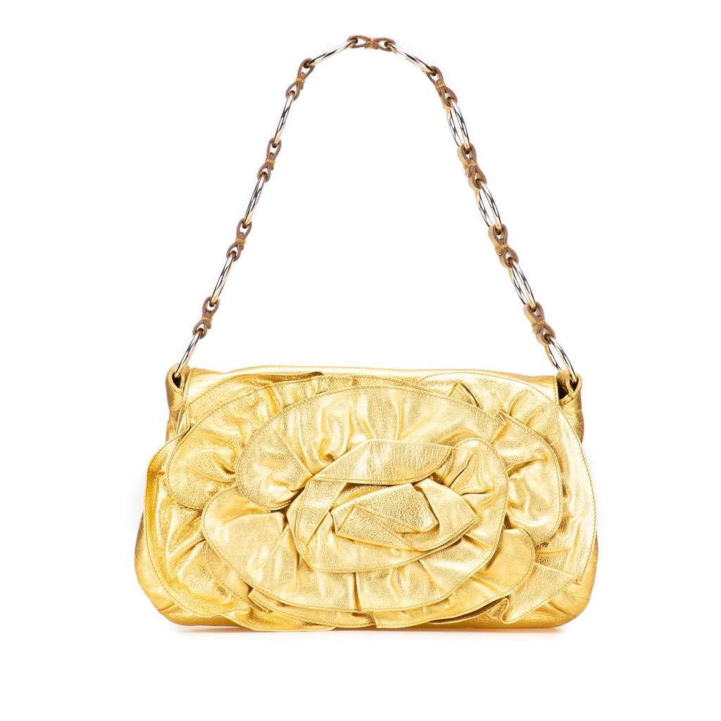 Saint Laurent Metallic Leather Nadja Rose Shoulder Bag