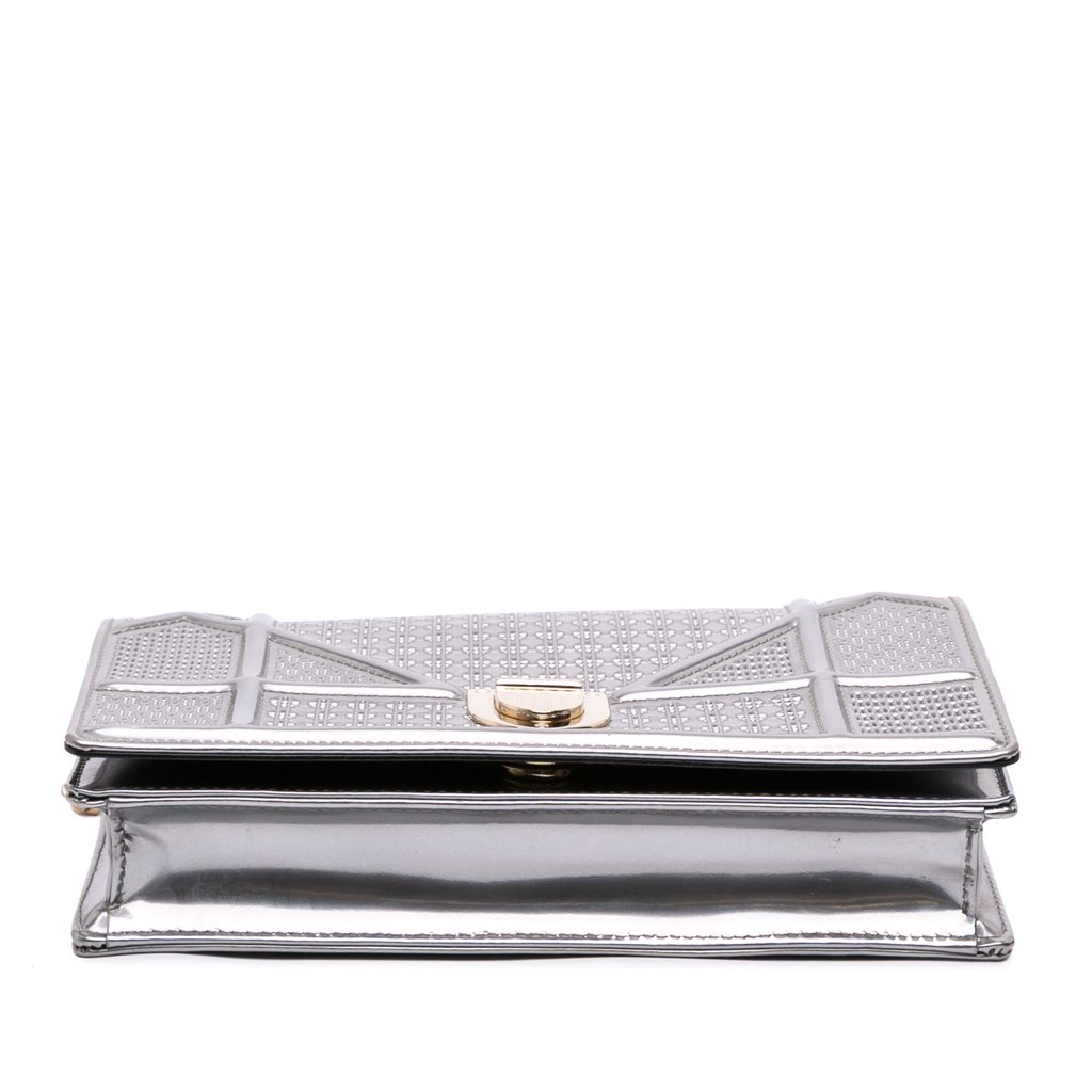Dior Metallic Patent Microcannage Diorama Wallet on Chain - 3