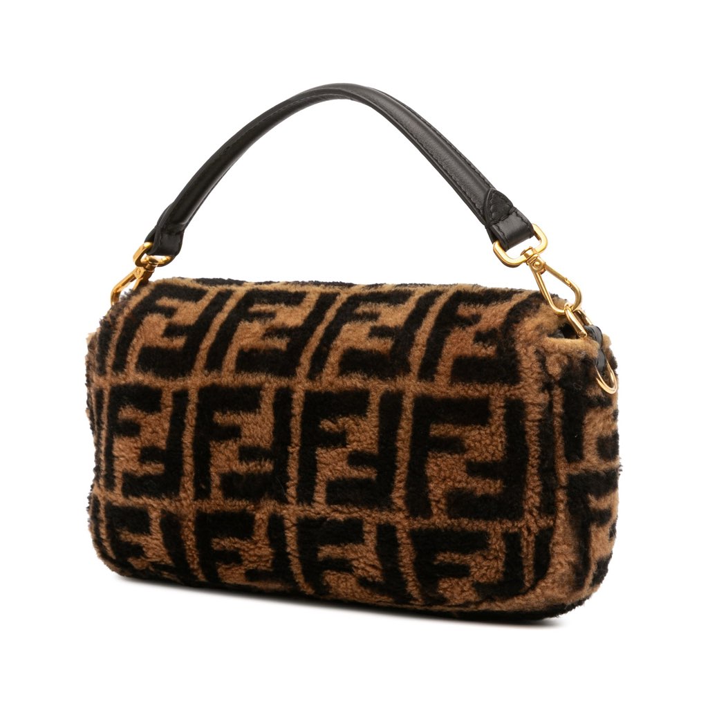 Fendi Medium Zucca Shearling Baguette Satchel - 2