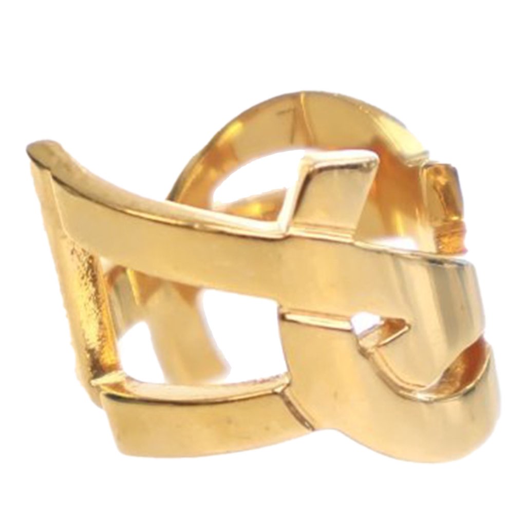 Saint Laurent Gold Plated Monogram Ring - Back view