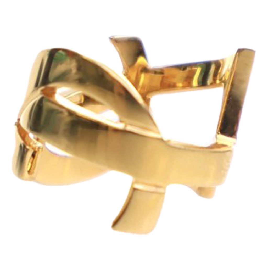 Saint Laurent Gold Plated Monogram Ring - Image 6