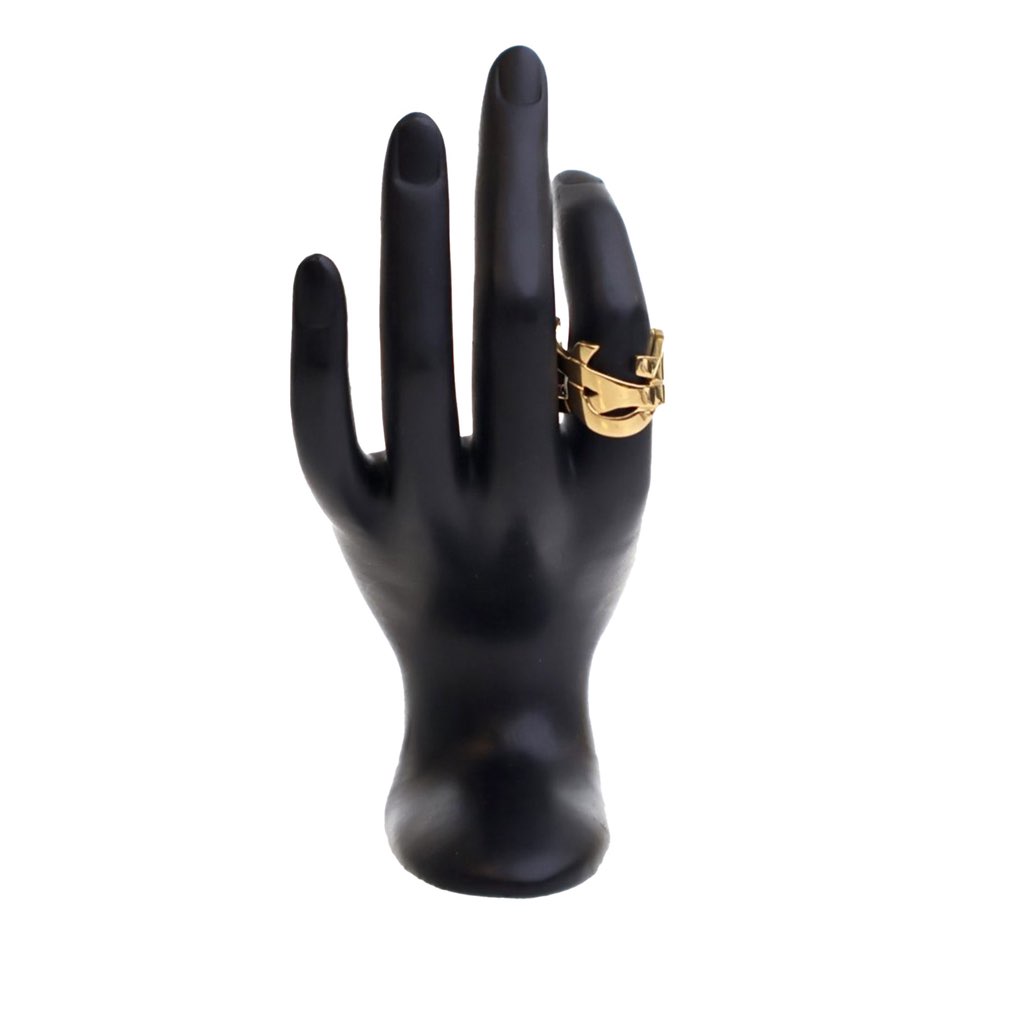 Saint Laurent Gold Plated Monogram Ring - Side view