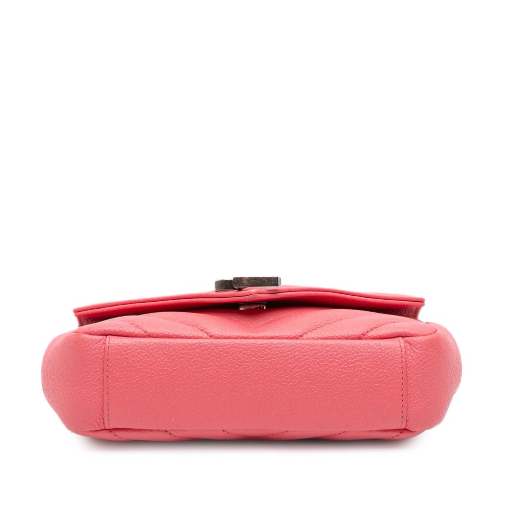 Saint Laurent Baby Grained Calfskin Chevron Classic Monogram Chain Bag - Image 6