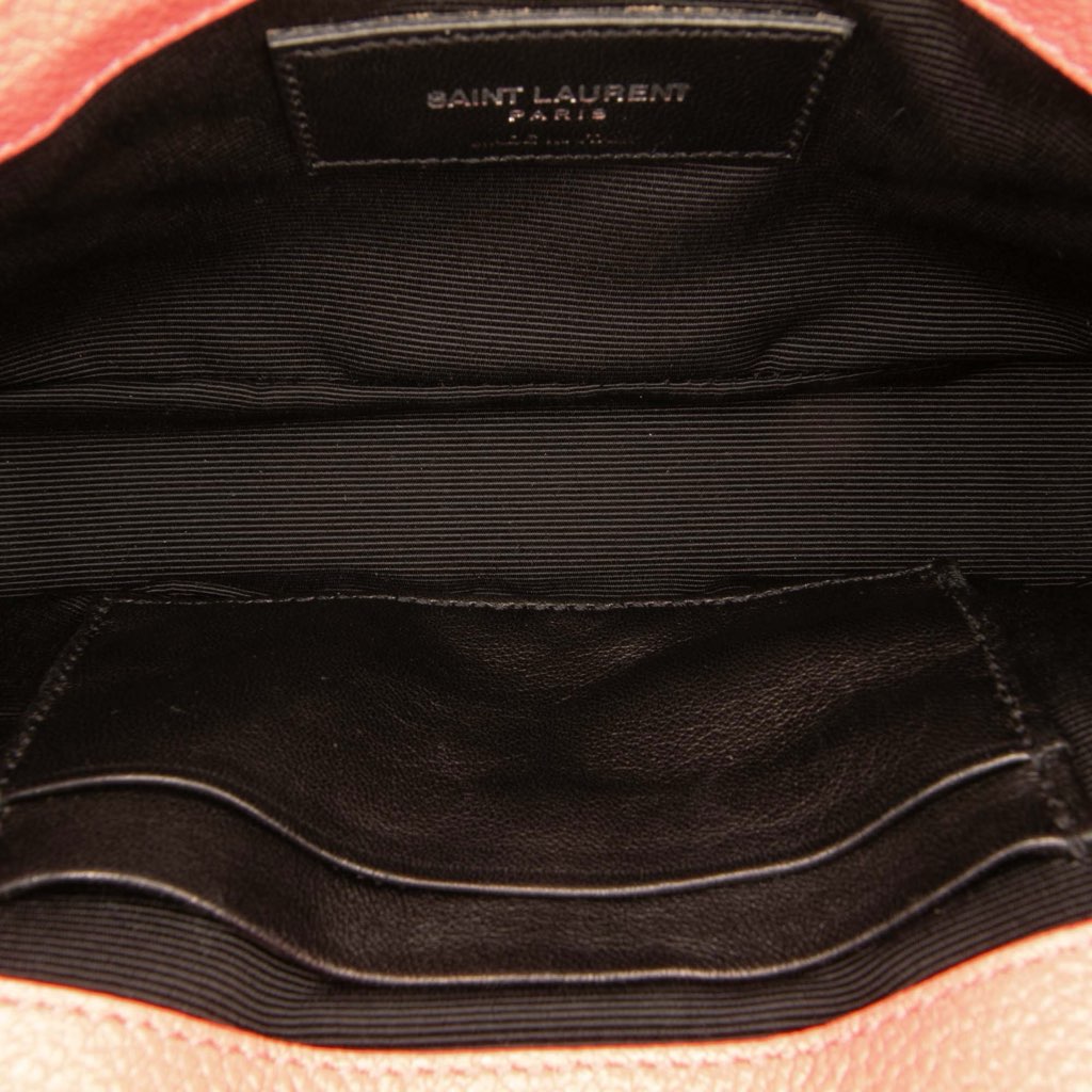 Saint Laurent Baby Grained Calfskin Chevron Classic Monogram Chain Bag - 4