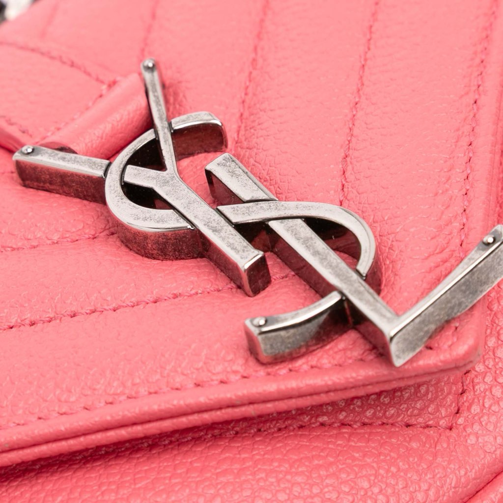 Saint Laurent Baby Grained Calfskin Chevron Classic Monogram Chain Bag - Detail 1